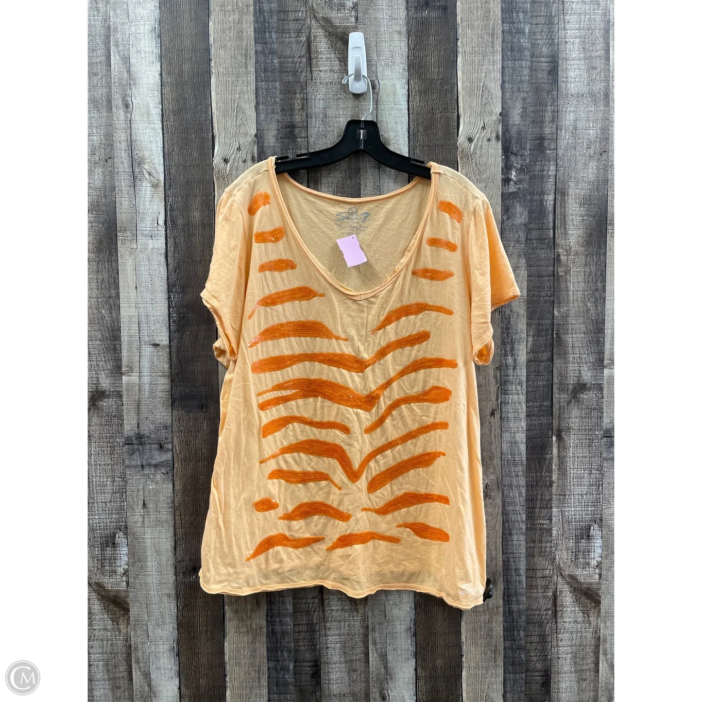 Top Short Sleeve By Seven 7 In Peach, Size: 22