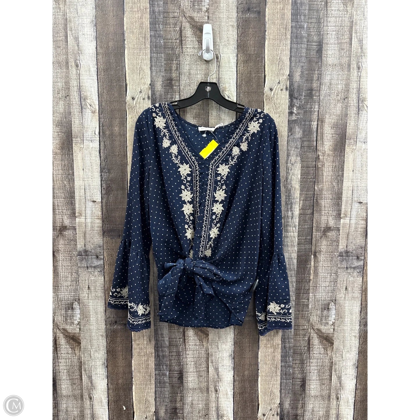 Top Long Sleeve By Blu Pepper In Navy, Size: L