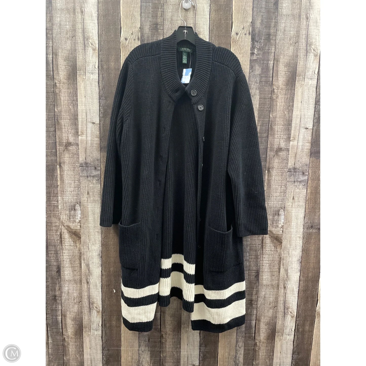 Sweater Cardigan By Ralph Lauren In Black, Size: 3x