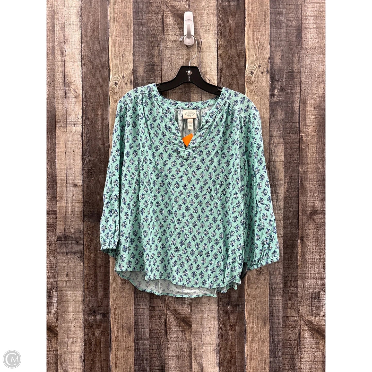 Top 3/4 Sleeve By St Johns Bay In Blue & Green, Size: L