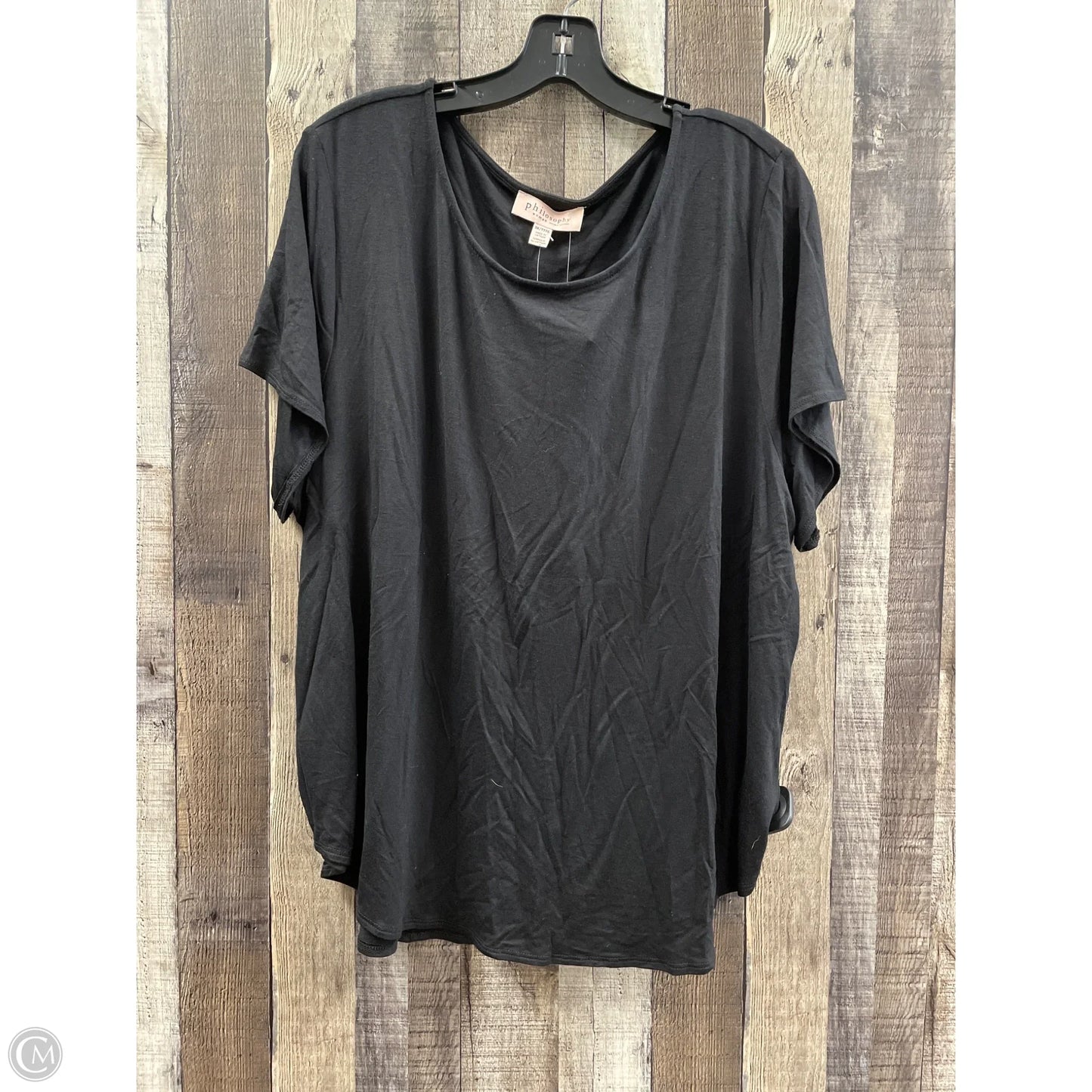 Top Short Sleeve By Philosophy In Black, Size: 3x