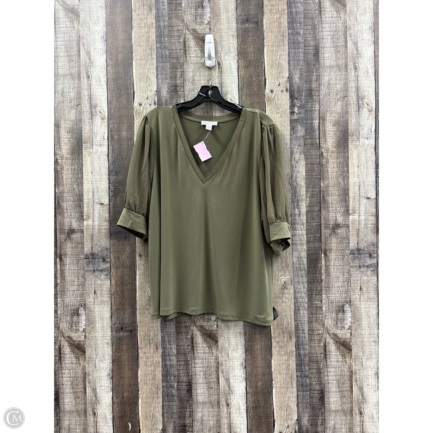 Top Short Sleeve By Calvin Klein In Green, Size: Xl