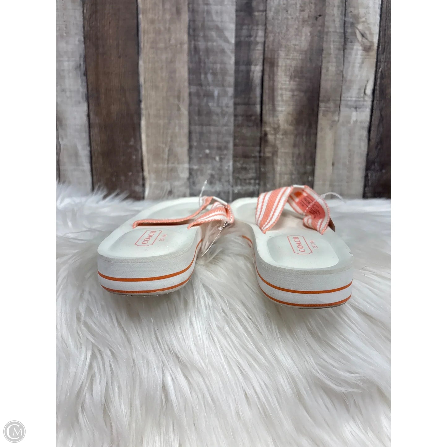 Sandals Designer By Coach In Peach, Size: 7.5