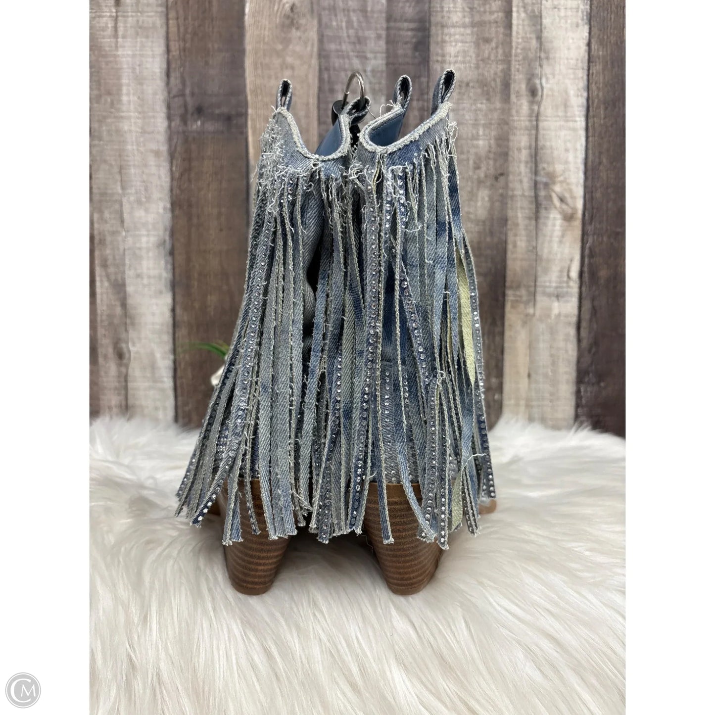 Boots Ankle Heels By Jessica Simpson In Blue Denim, Size: 6.5