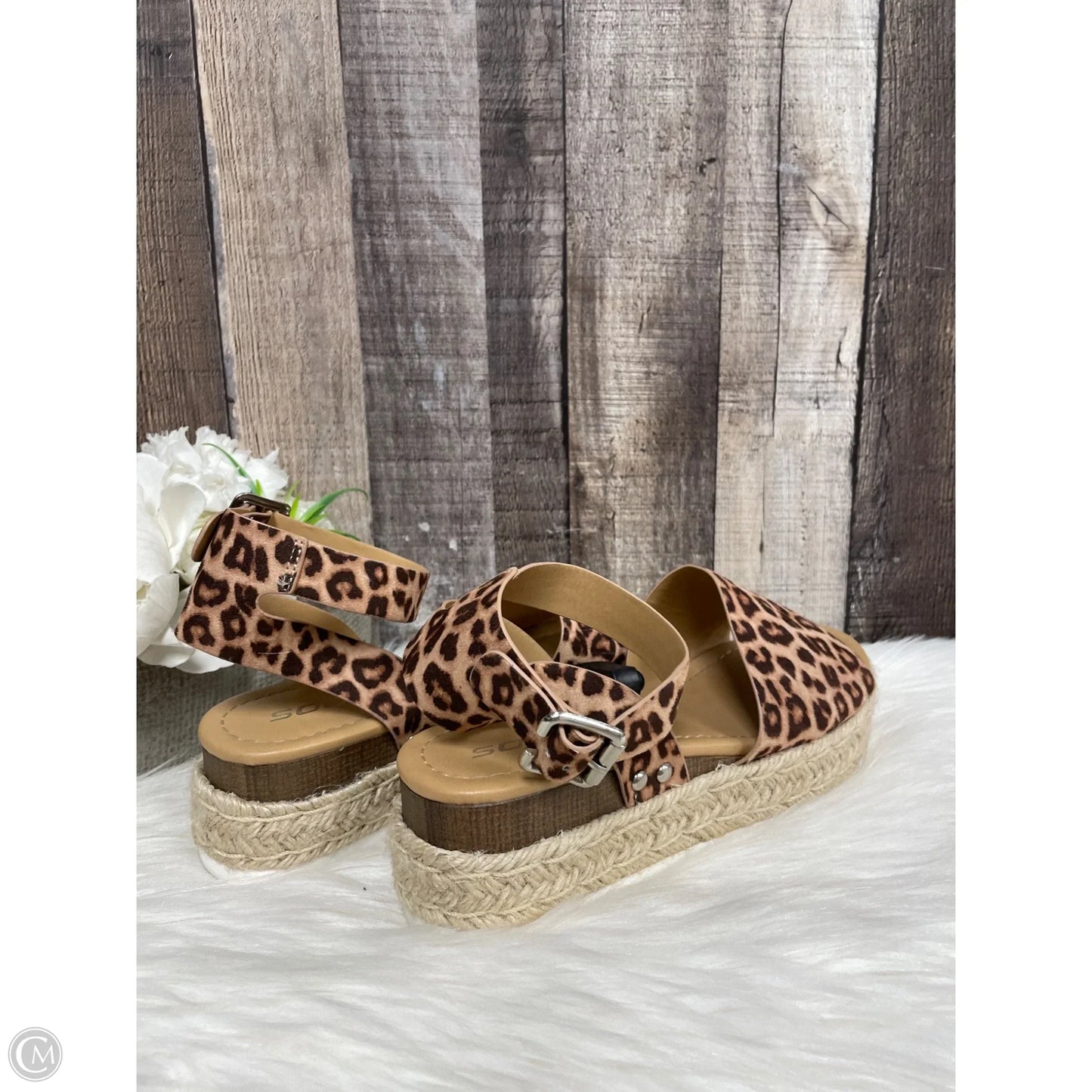 Sandals Heels Block By Soda In Brown, Size: 7