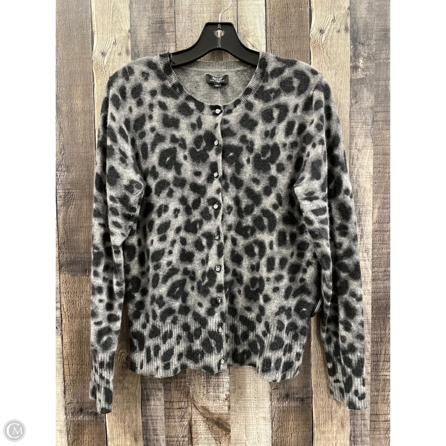 Sweater Cardigan Cashmere By Apt 9 In Animal Print, Size: L