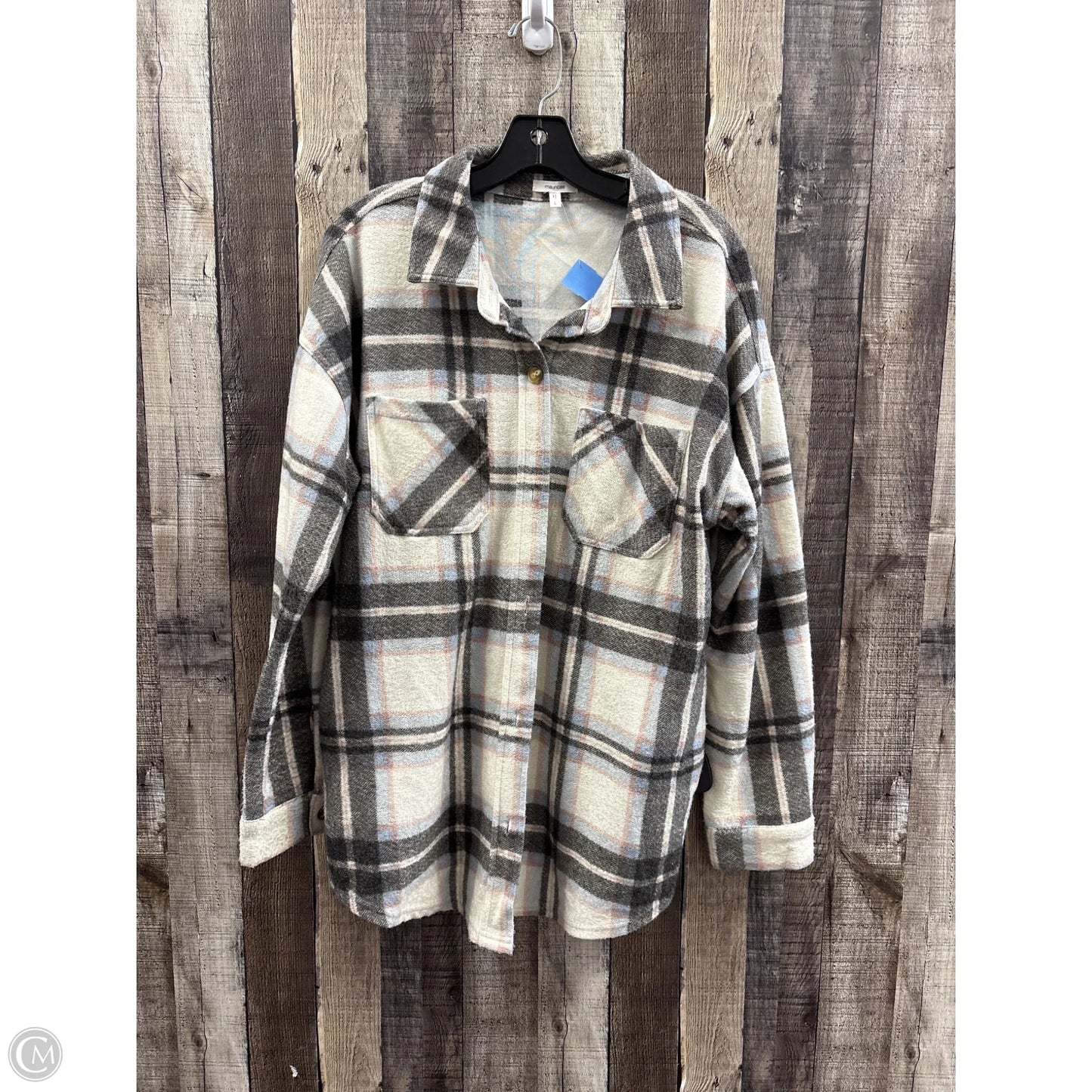Jacket Shirt By Maurices In Plaid Pattern, Size: L