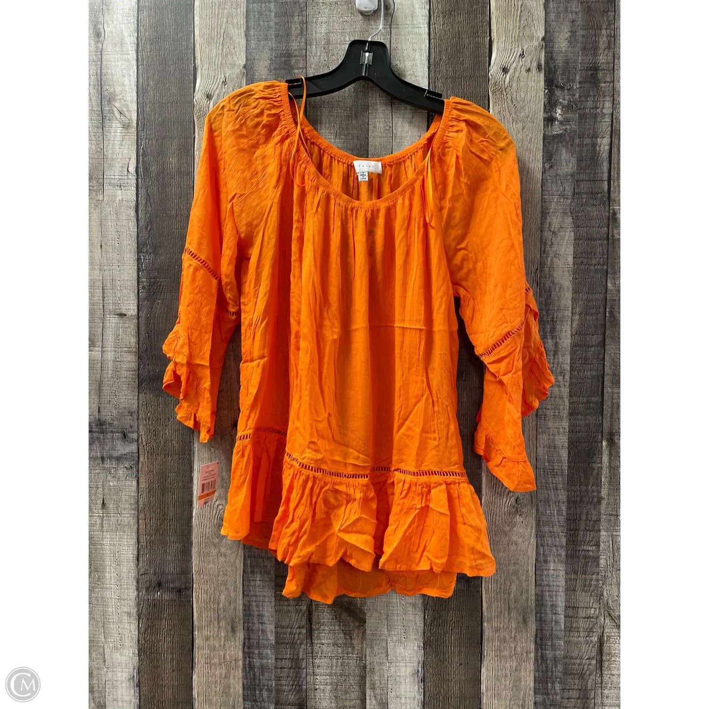 Top 3/4 Sleeve By Fever In Orange, Size: S