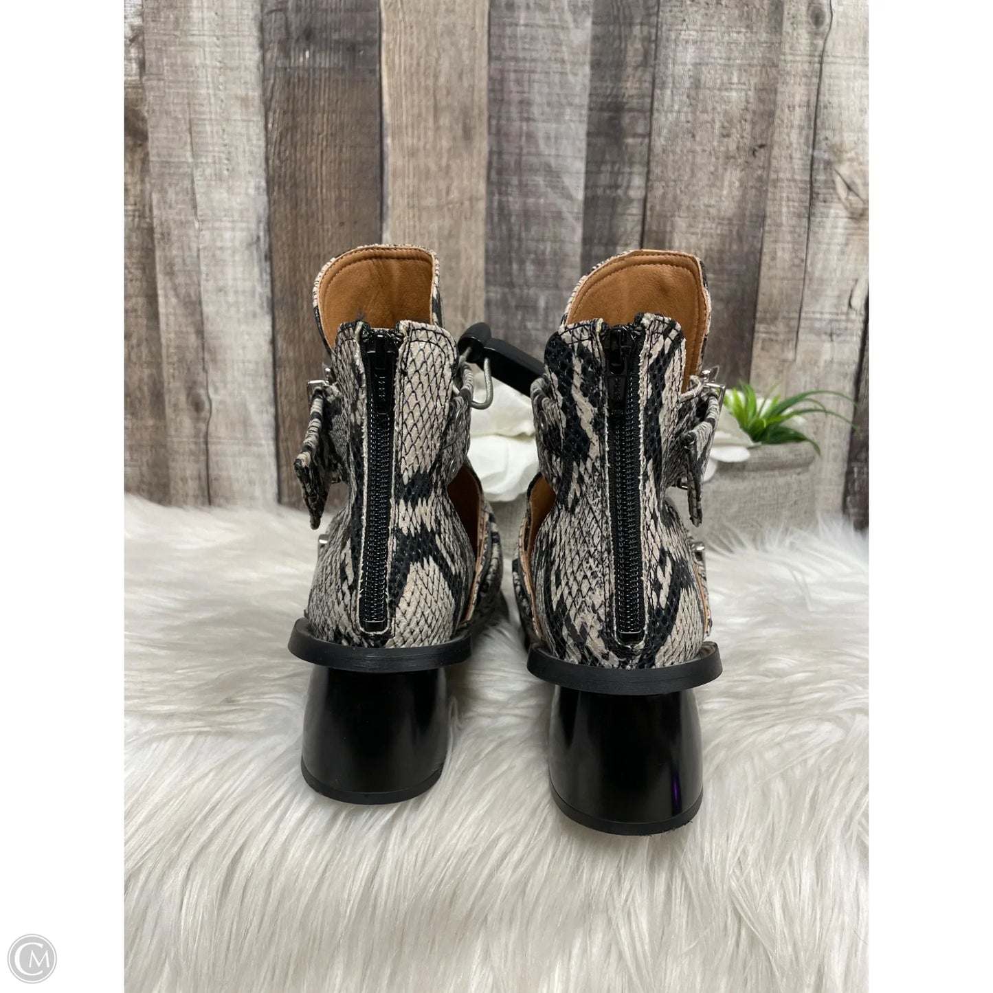 Boots Ankle Heels By Ganni In Snakeskin Print, Size: 6