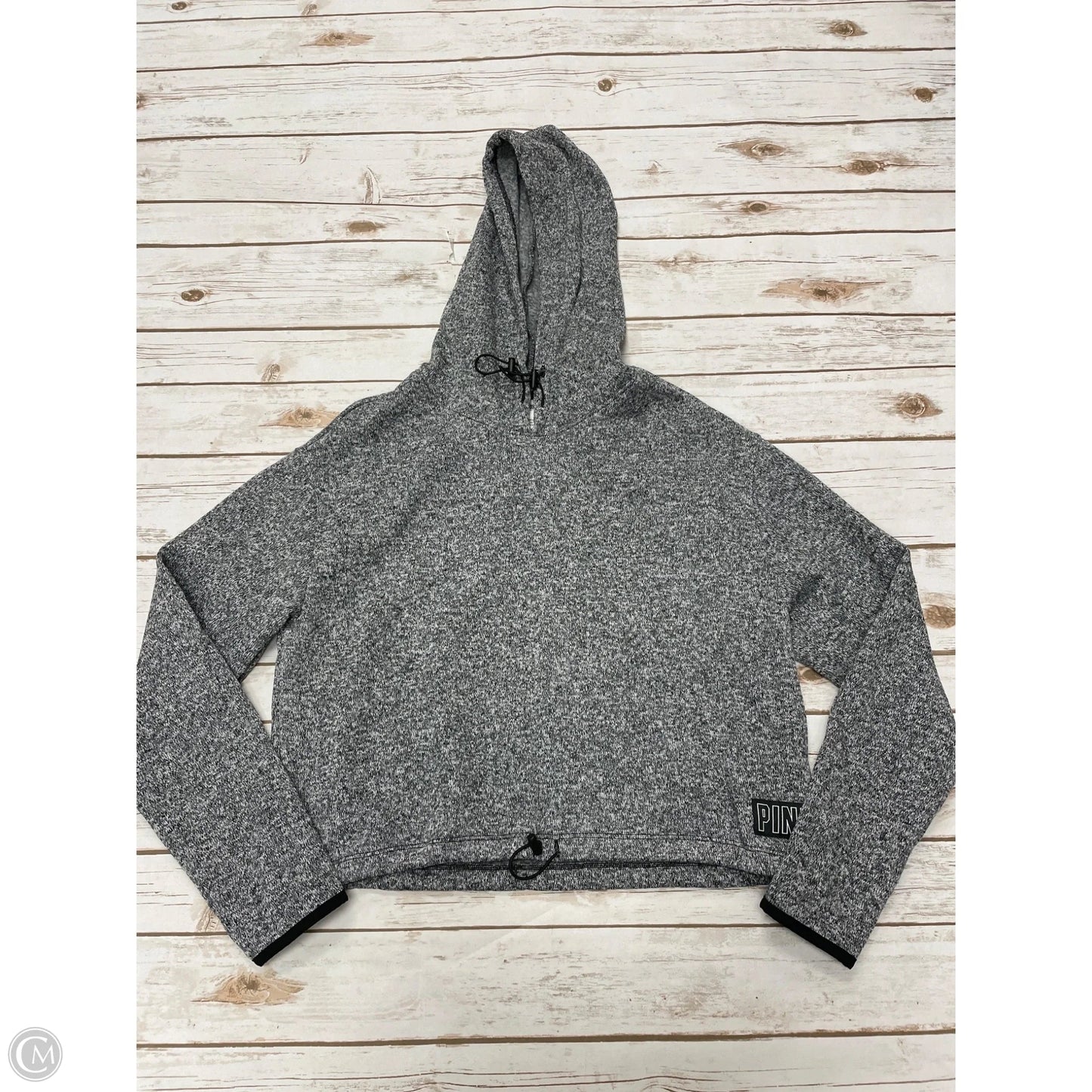 Sweatshirt Hoodie By Pink In Grey, Size: M