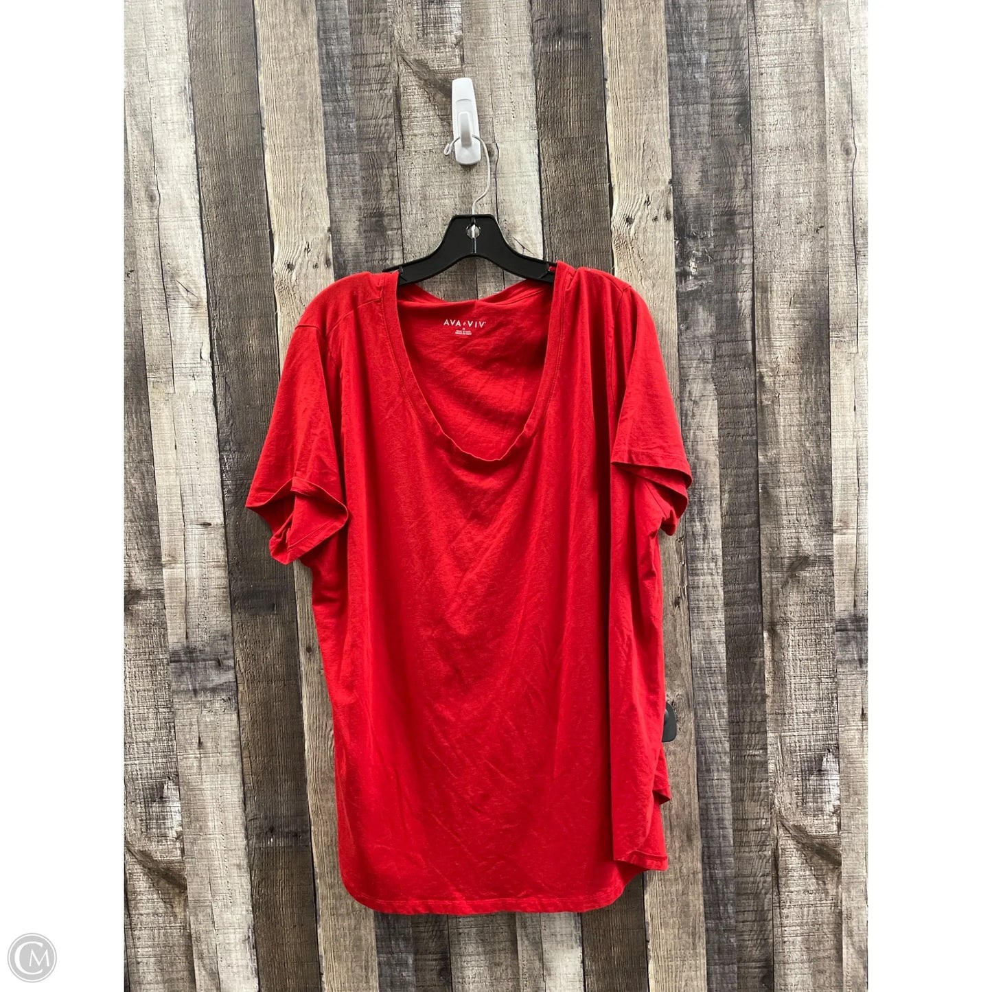 Top Short Sleeve By Ava & Viv In Red, Size: 1x