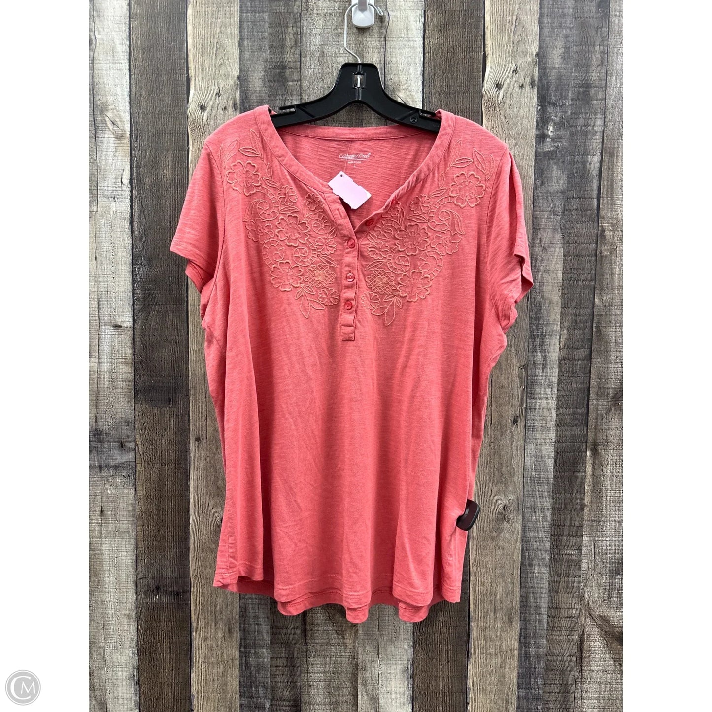 Top Short Sleeve By Coldwater Creek In Coral, Size: L