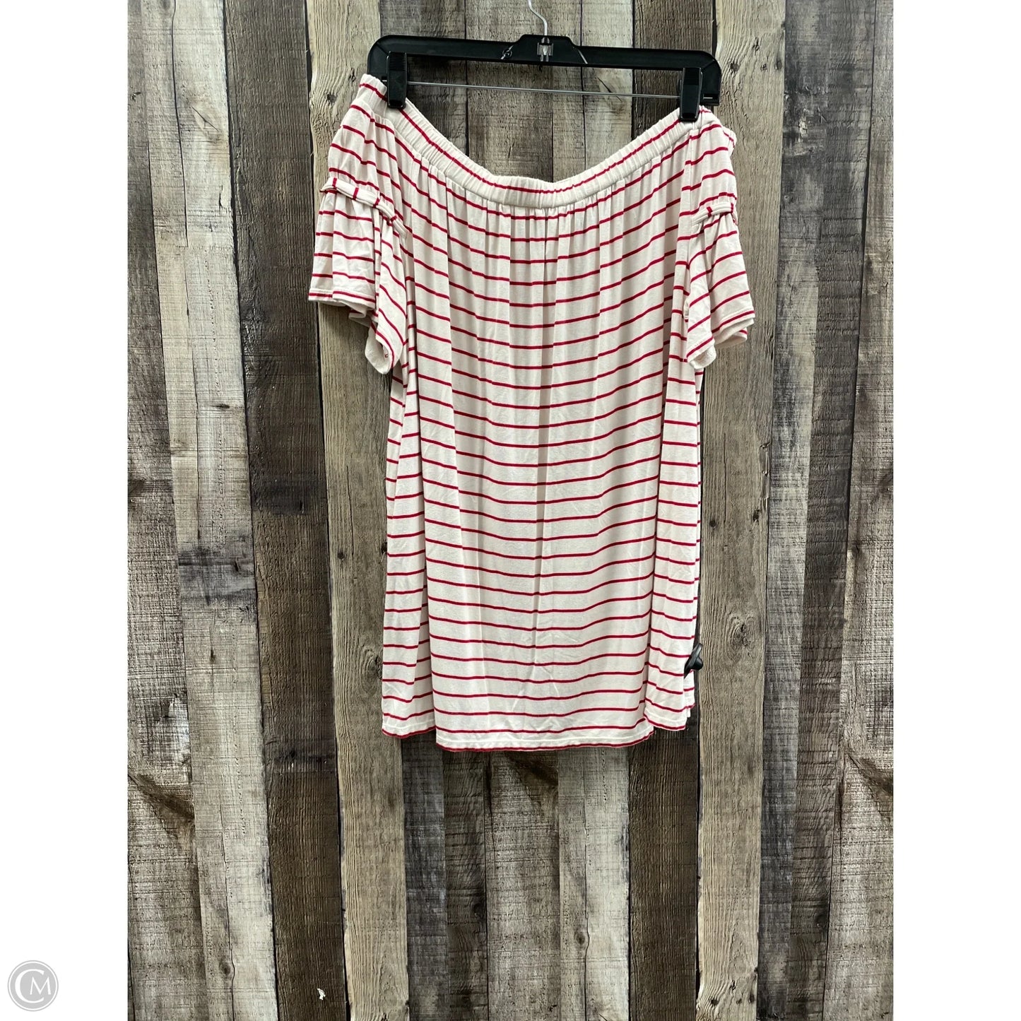 Top Short Sleeve By Max Studio In Striped Pattern, Size: L