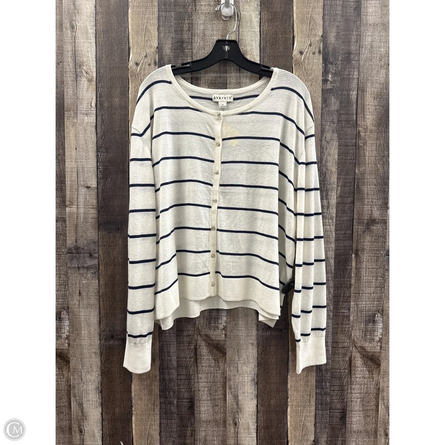 Cardigan By Ava & Viv In Ivory, Size: 3x