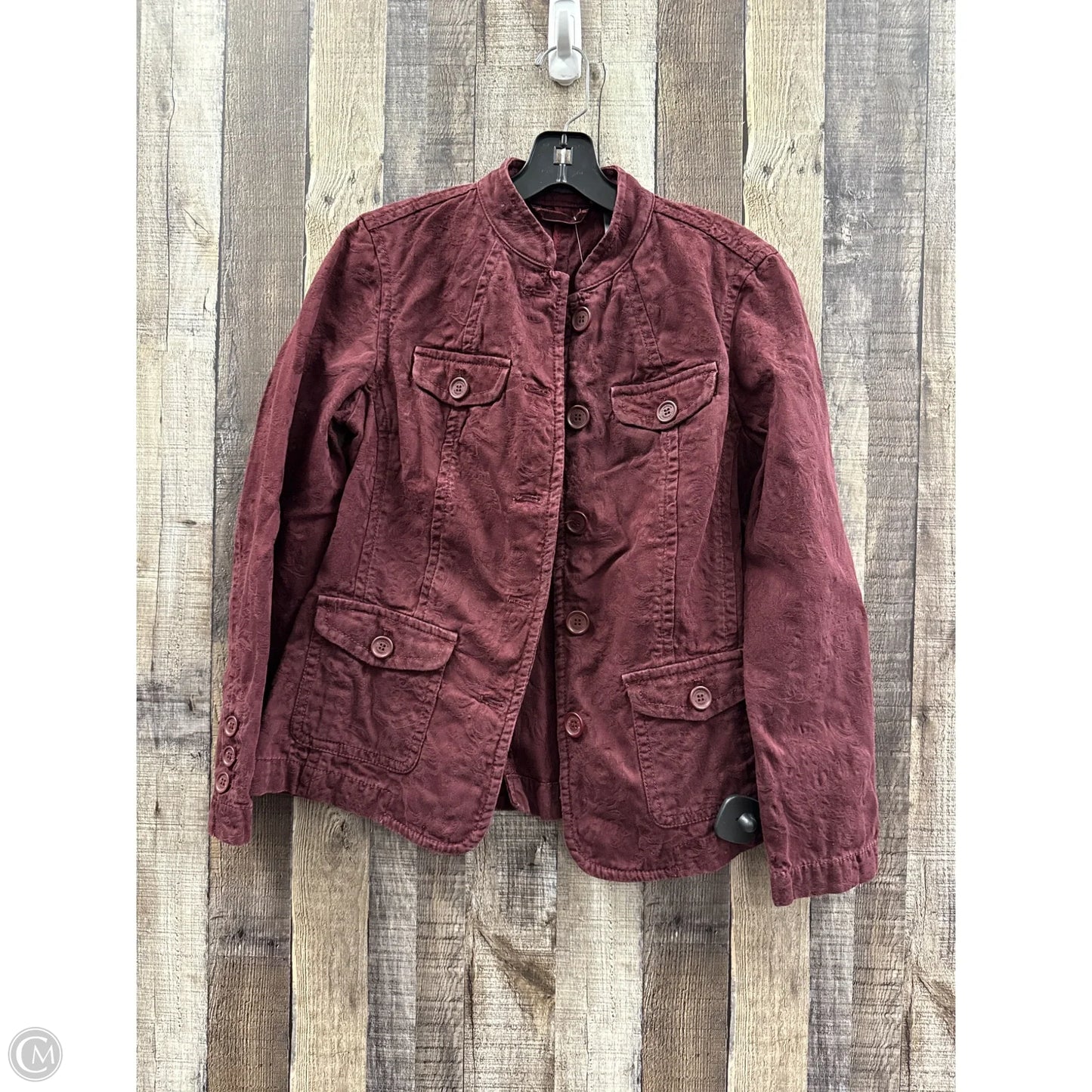 Jacket Denim By Liz Claiborne In Maroon, Size: M