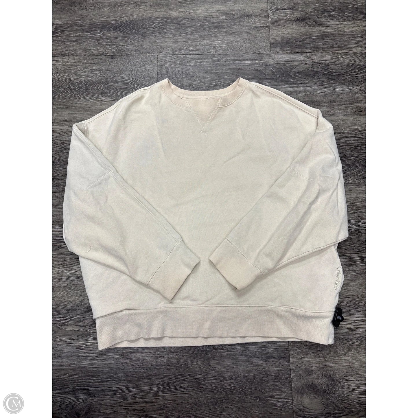 Sweatshirt Crewneck By Calvin Klein In Cream, Size: S