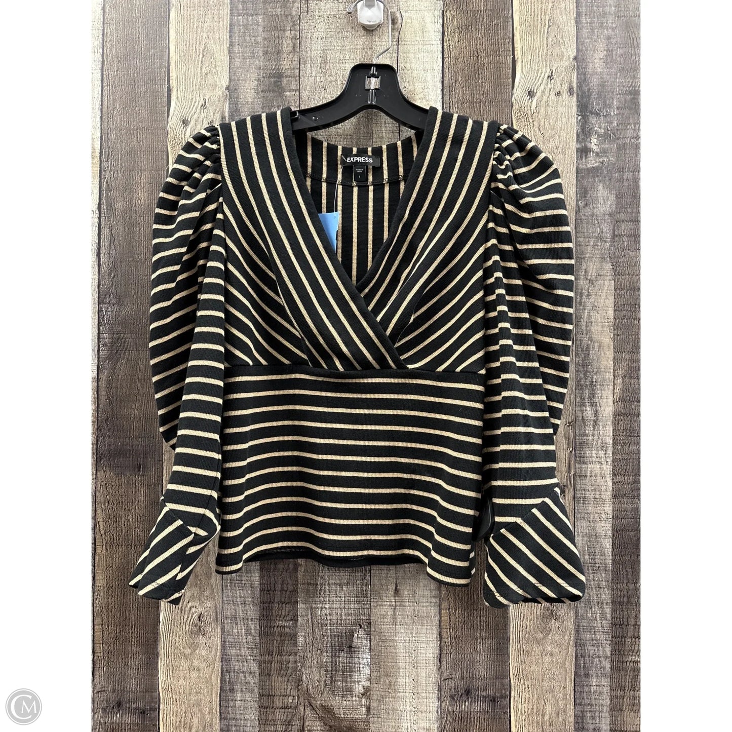Top Long Sleeve By Express In Black & Gold, Size: S