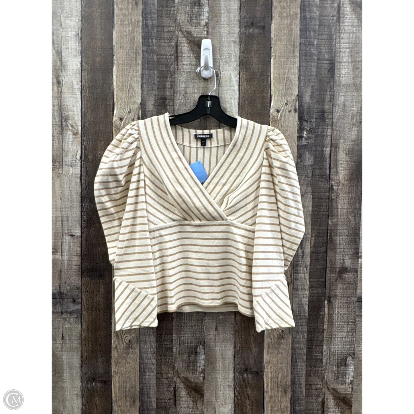 Top Long Sleeve By Express In Gold, Size: Xs