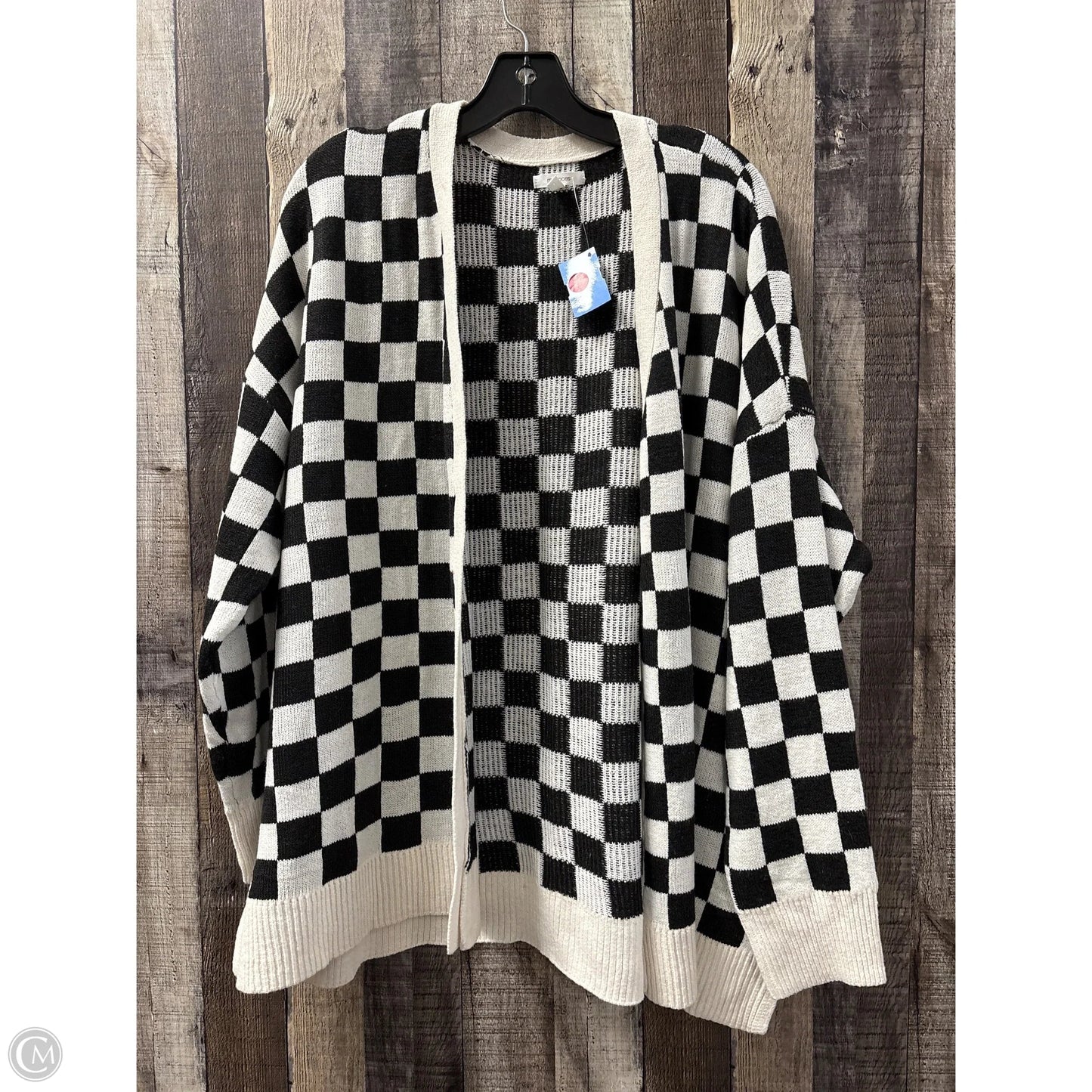 Sweater Cardigan By Maurices In Black & Cream, Size: 2x