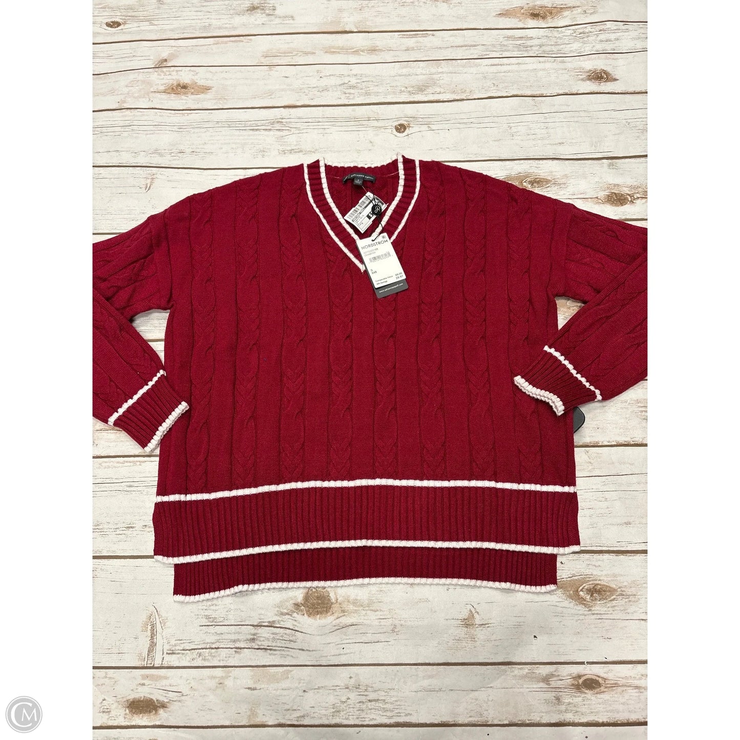 Sweater By Adrianna Papell In Red & White, Size: S