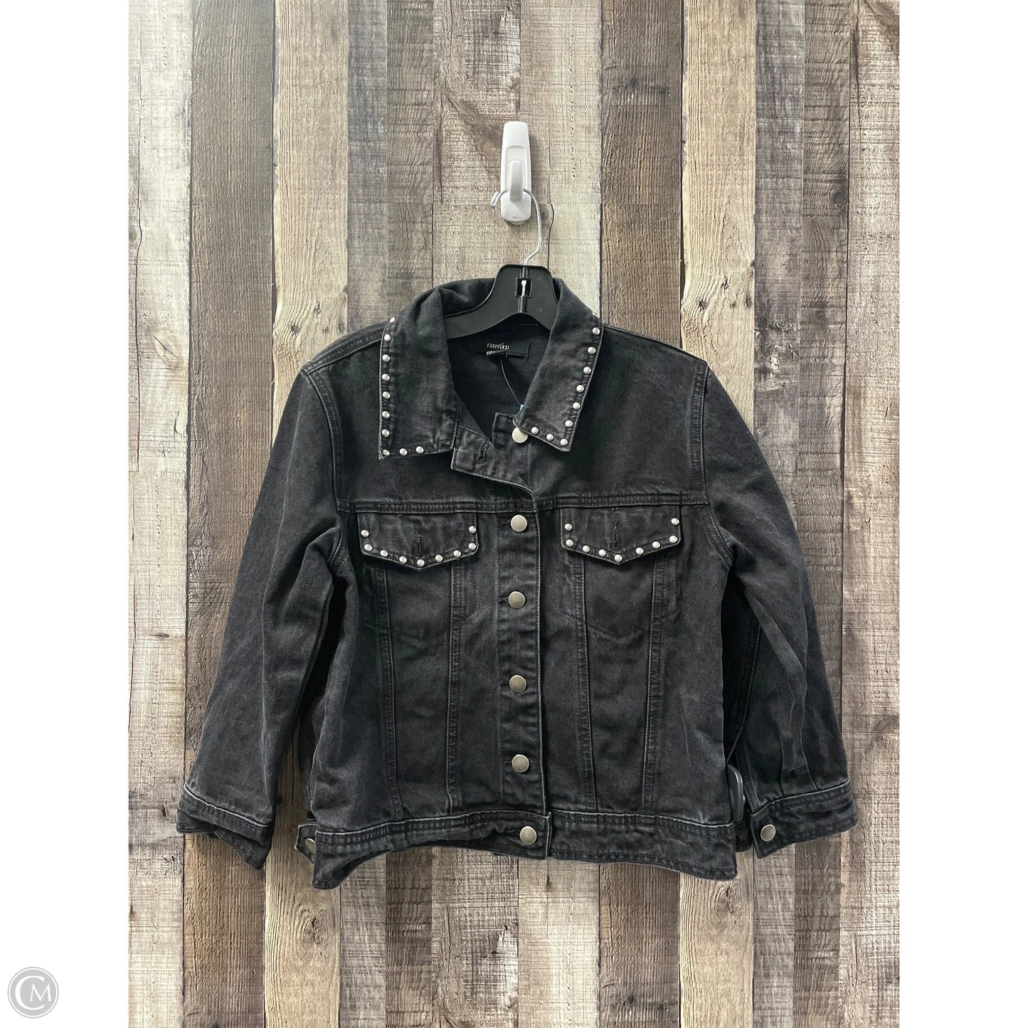 Jacket Denim By Forever 21 In Black Denim, Size: S