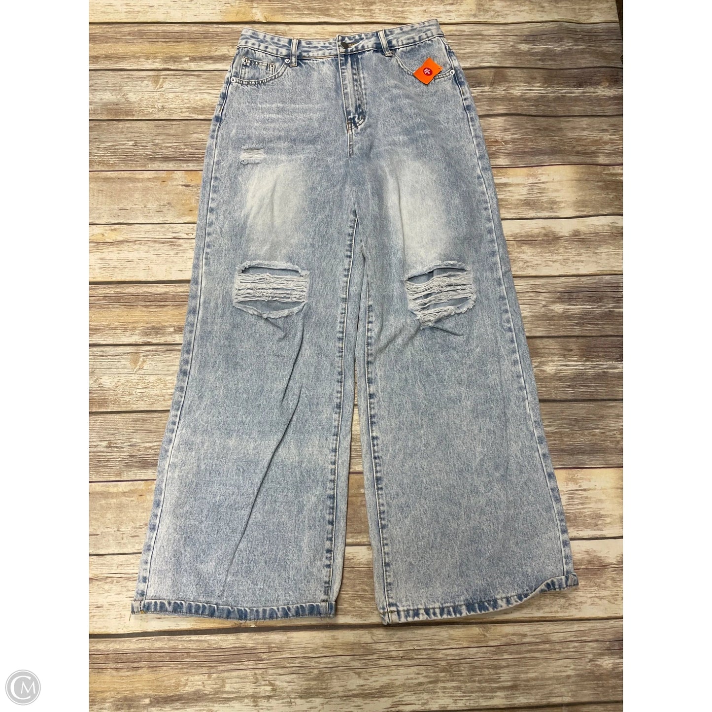 Jeans Wide Leg By Shein In Blue Denim, Size: L