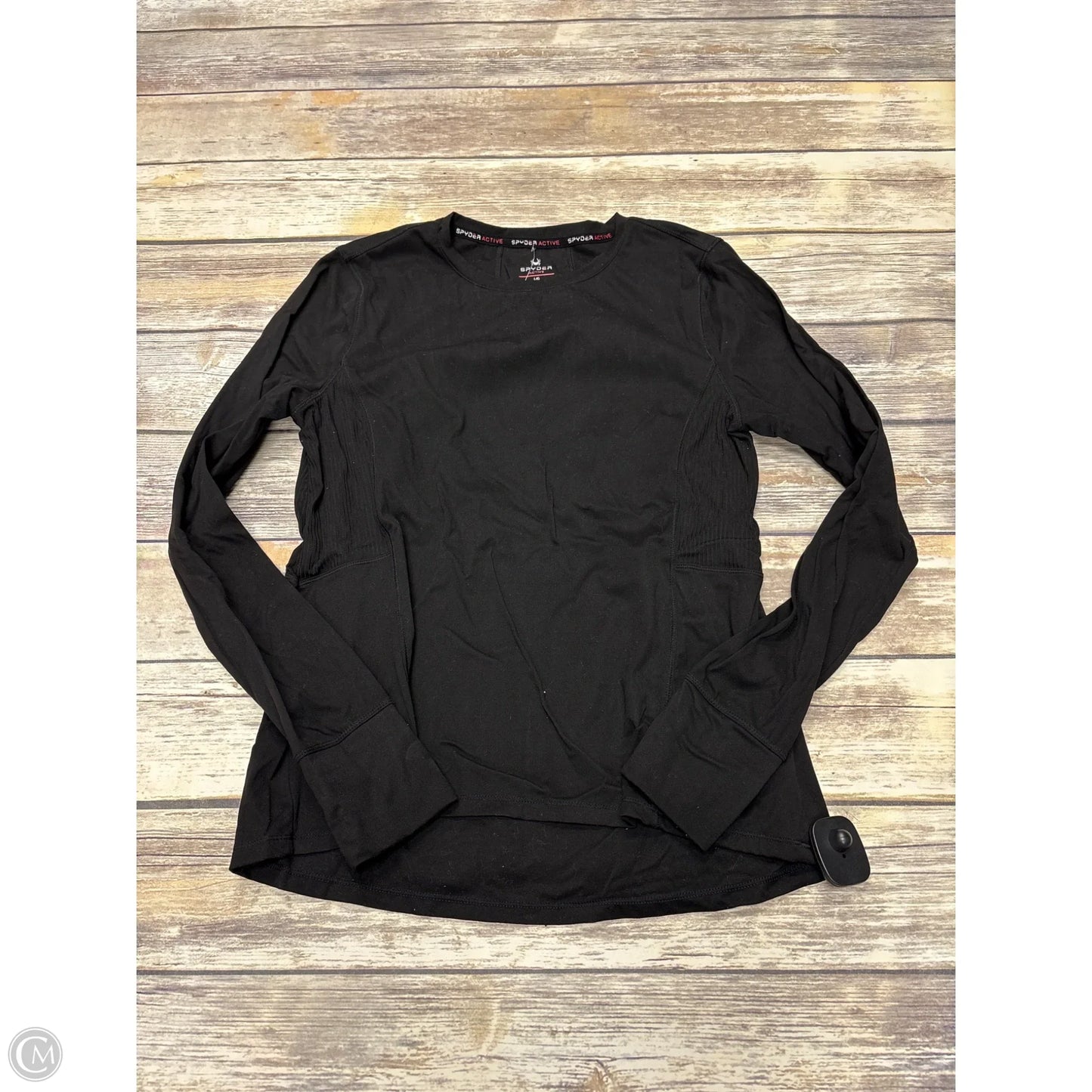 Athletic Top Long Sleeve Crewneck By Spyder In Black, Size: L