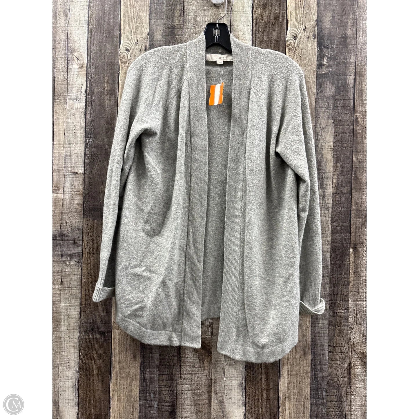 Sweater Cardigan By Loft In Grey, Size: M