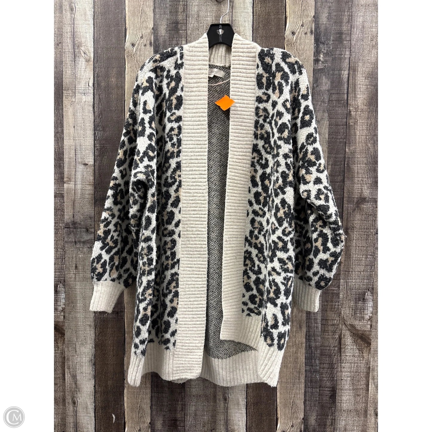 Sweater Cardigan By Loft In Animal Print, Size: S