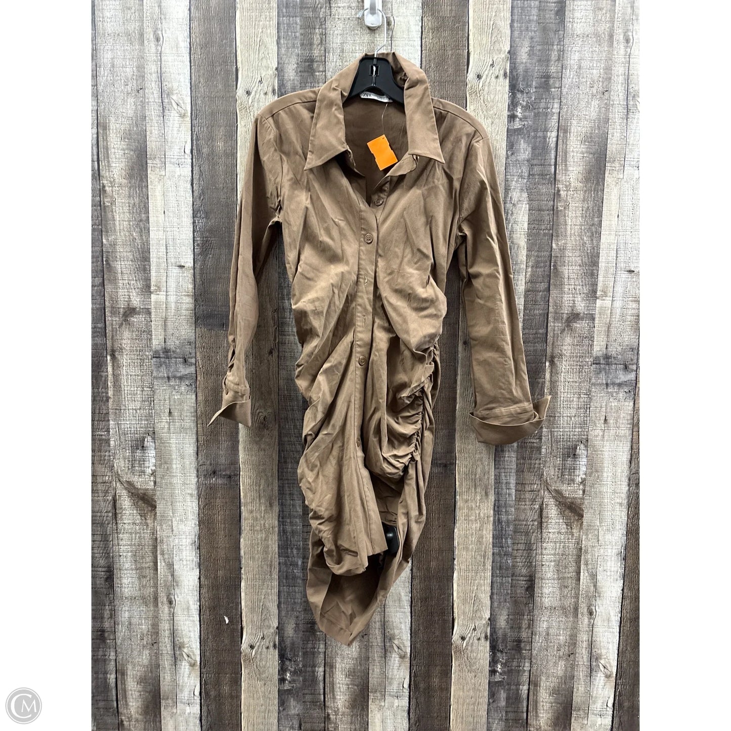 Dress Casual Midi By Zara In Brown, Size: L
