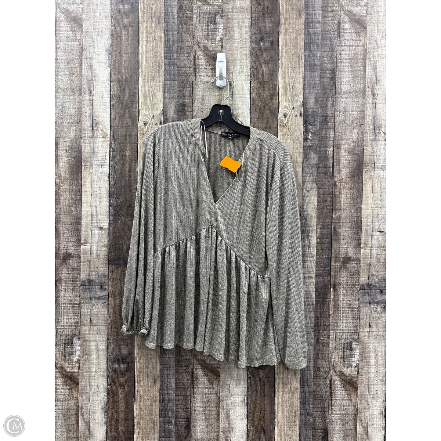 Top Long Sleeve By Kim & Cami In Gold, Size: L