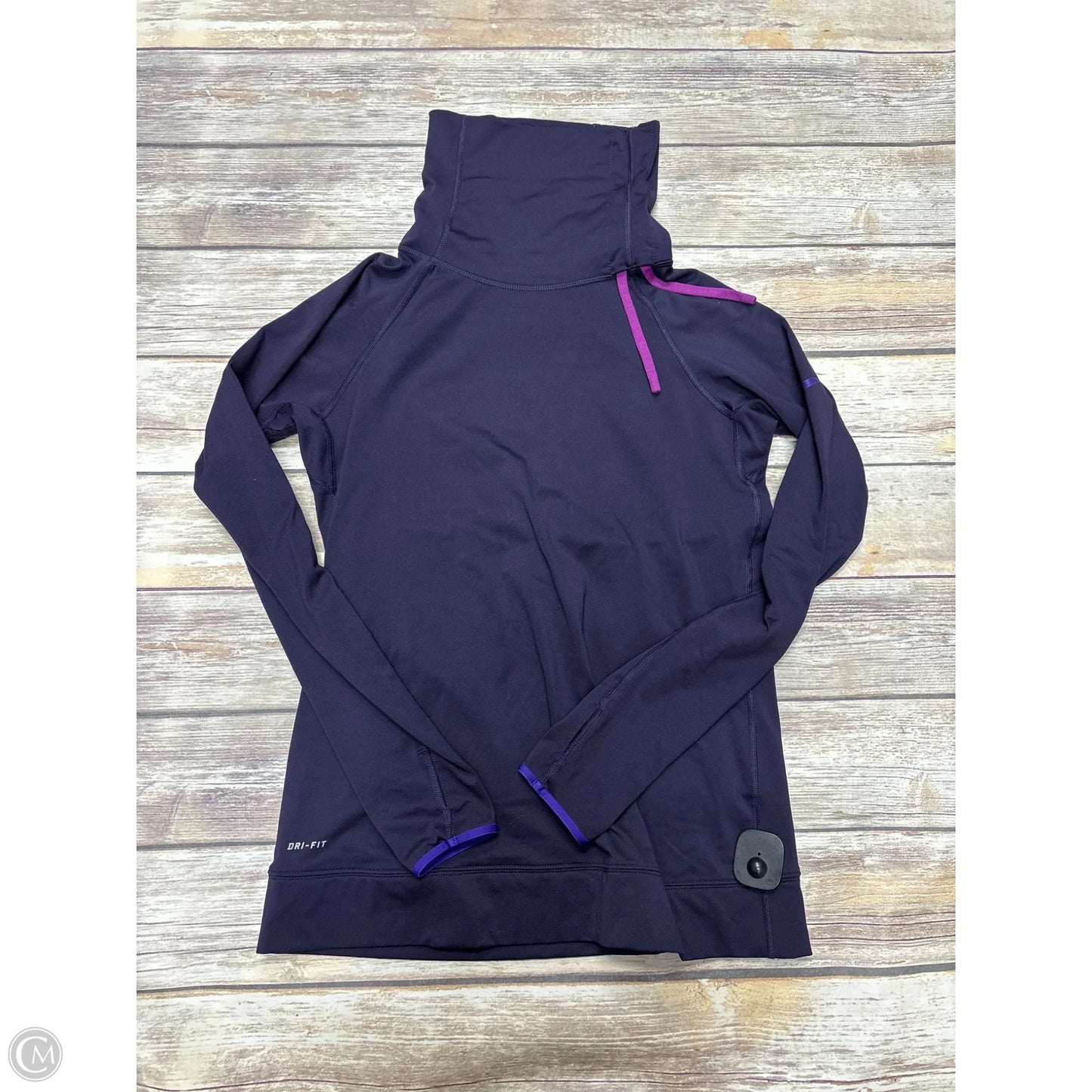 Athletic Top Long Sleeve Collar By Nike In Purple, Size: L