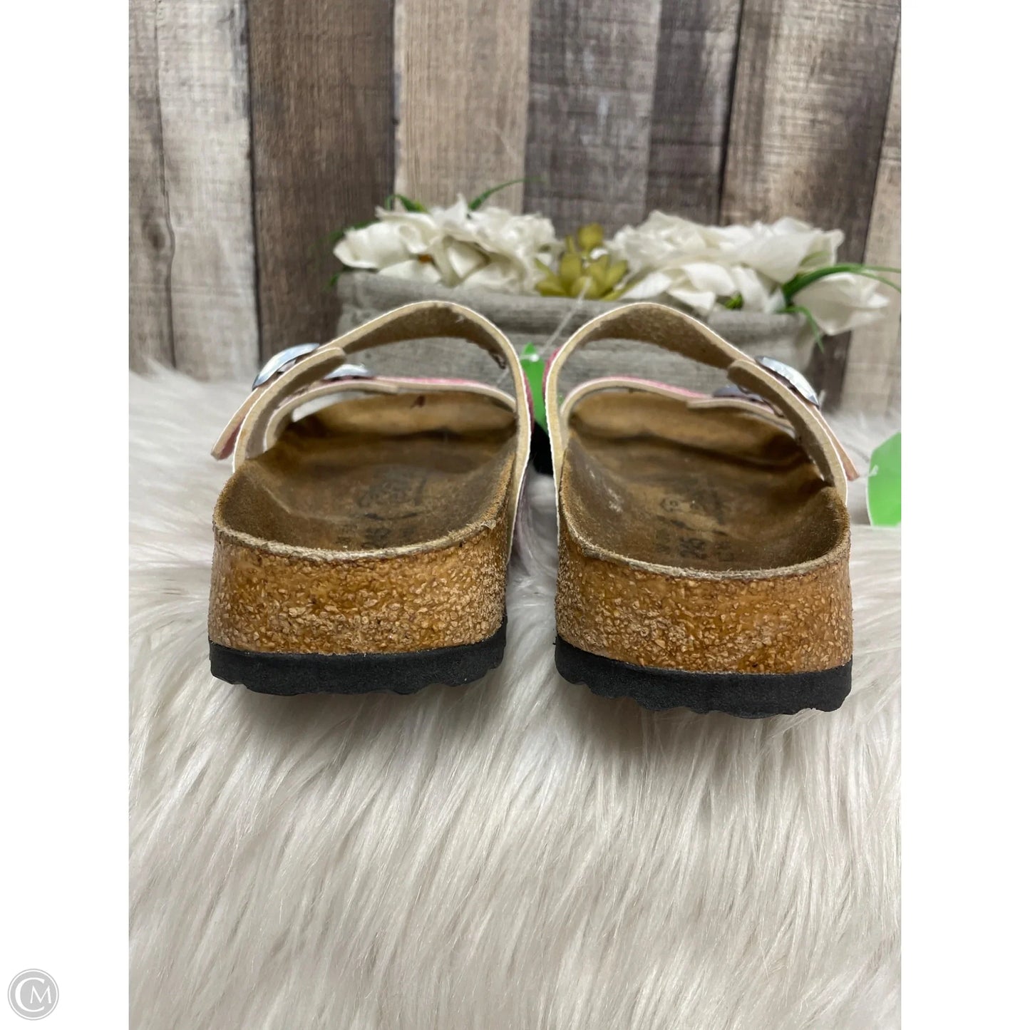 Sandals Flats By Birkenstock In Red & White, Size: 7