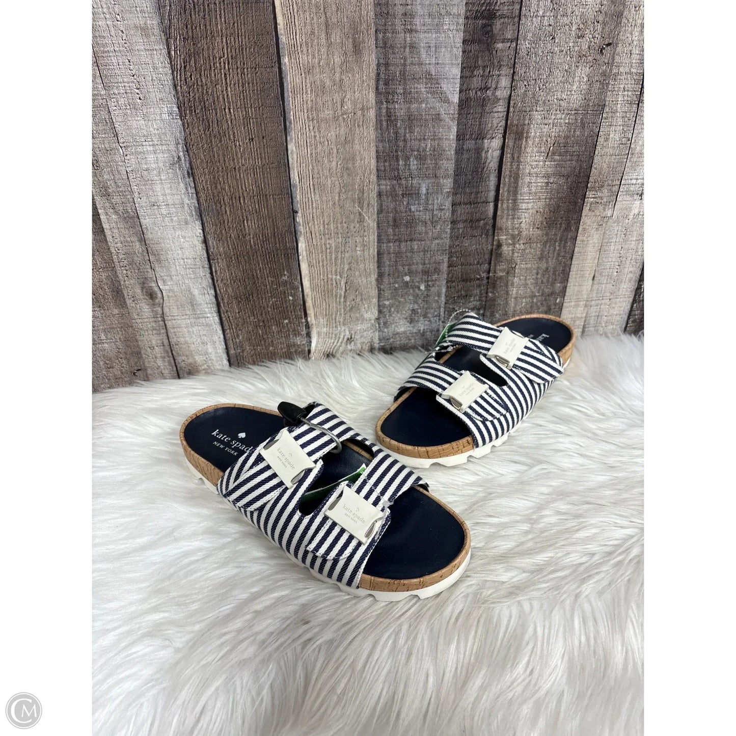 Sandals Designer By Kate Spade In Striped Pattern, Size: 8
