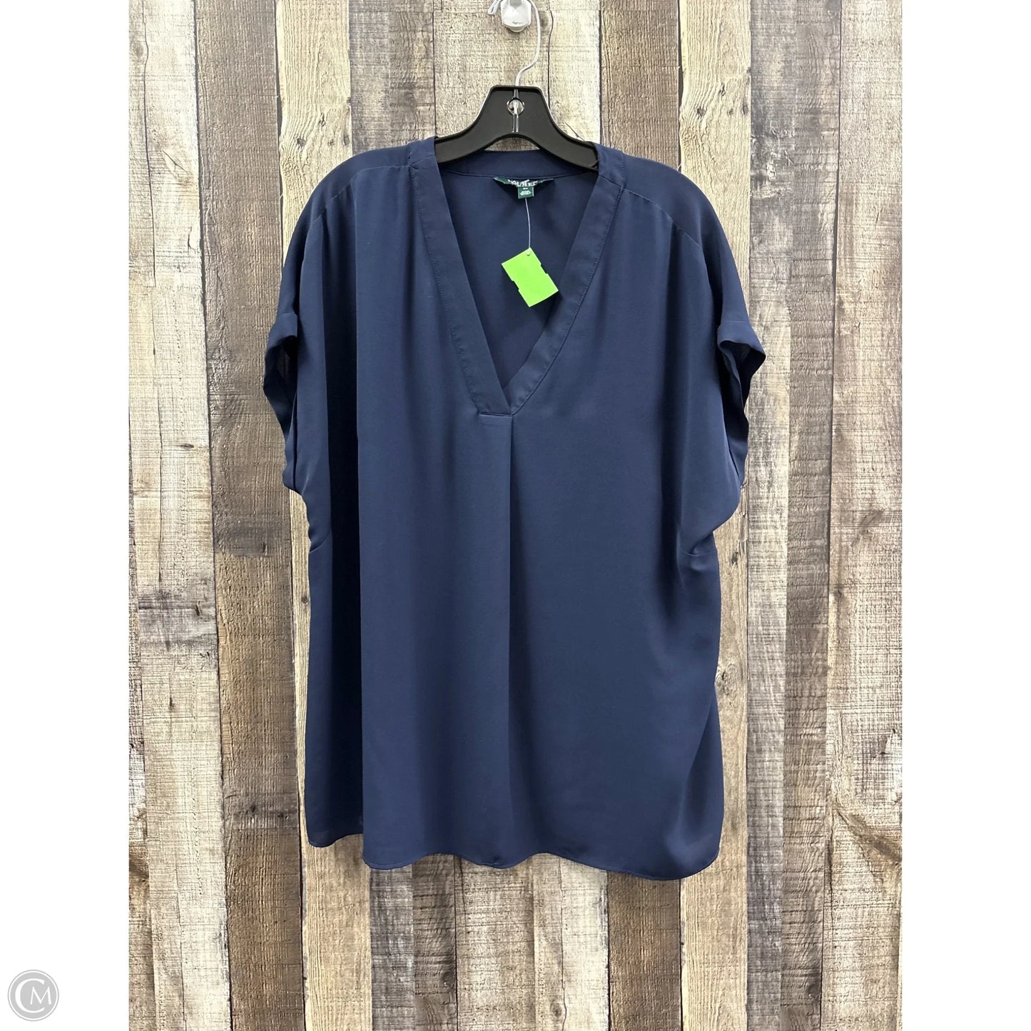 Top Short Sleeve By Lauren By Ralph Lauren In Navy, Size: 2x