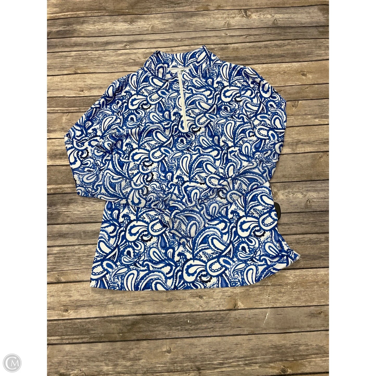 Athletic Top Long Sleeve Crewneck By Gottex In Blue & White, Size: S