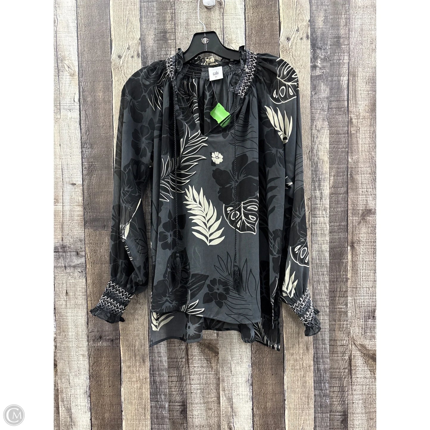 Top Long Sleeve By Cabi In Black & Cream, Size: Xs