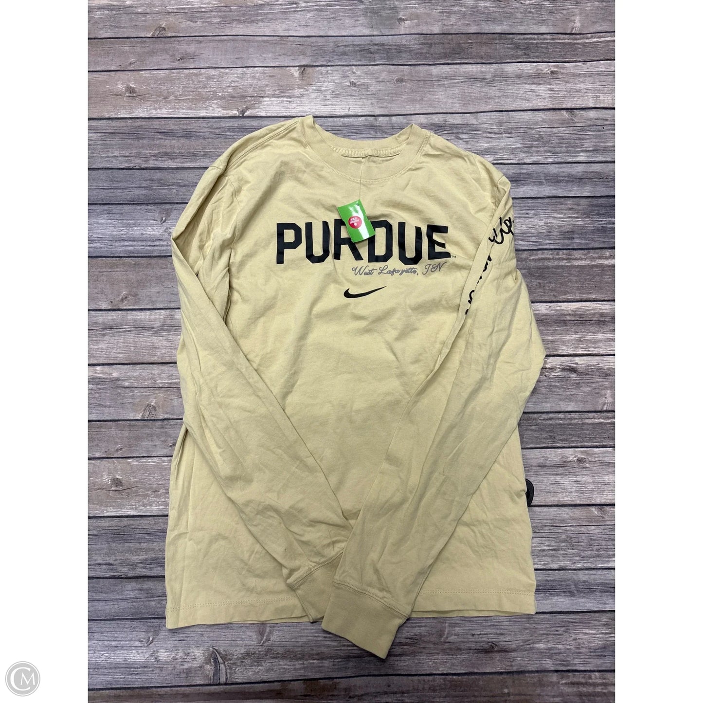 Athletic Top Long Sleeve Crewneck By Nike In Gold, Size: S