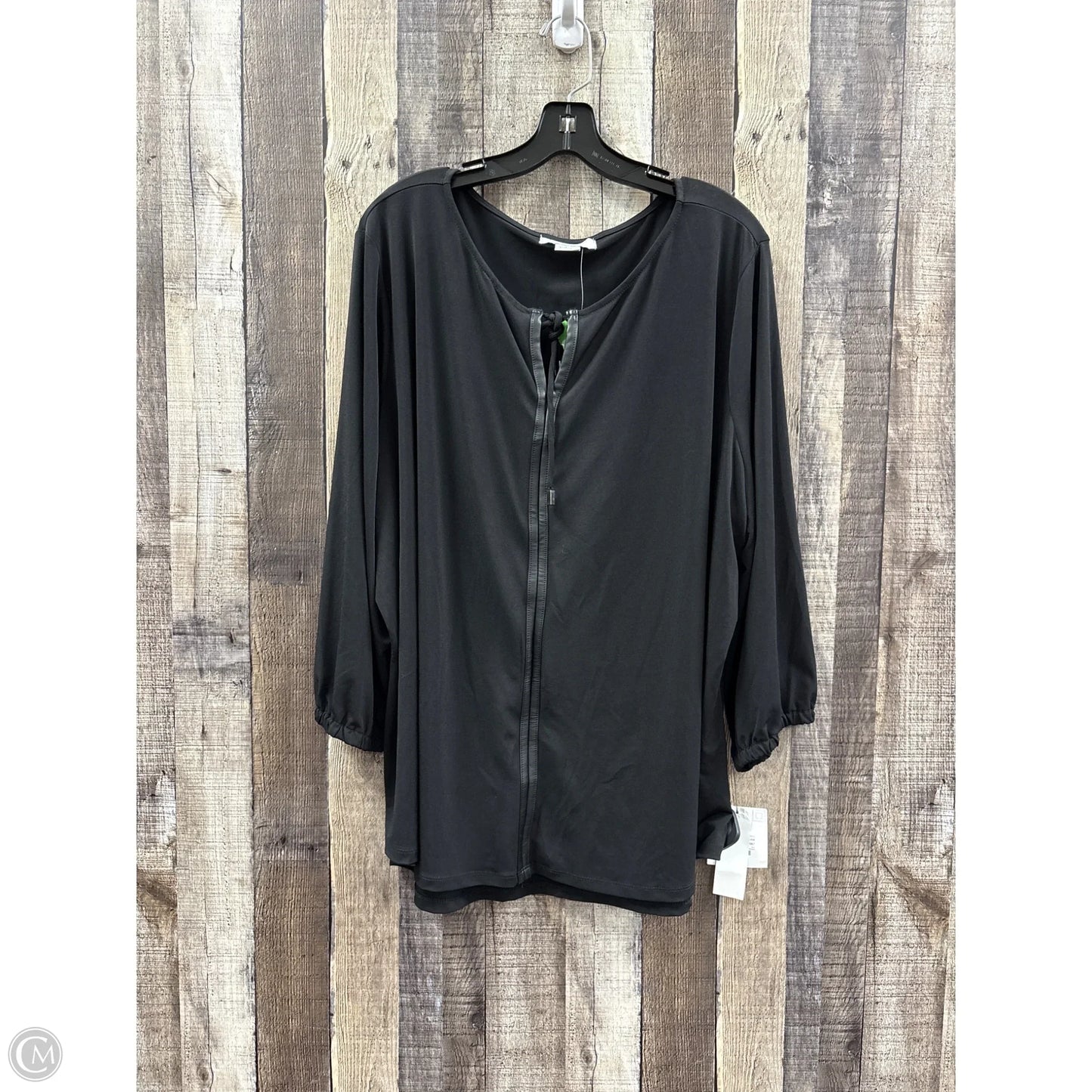 Top Long Sleeve By Liz Claiborne In Black, Size: 3x
