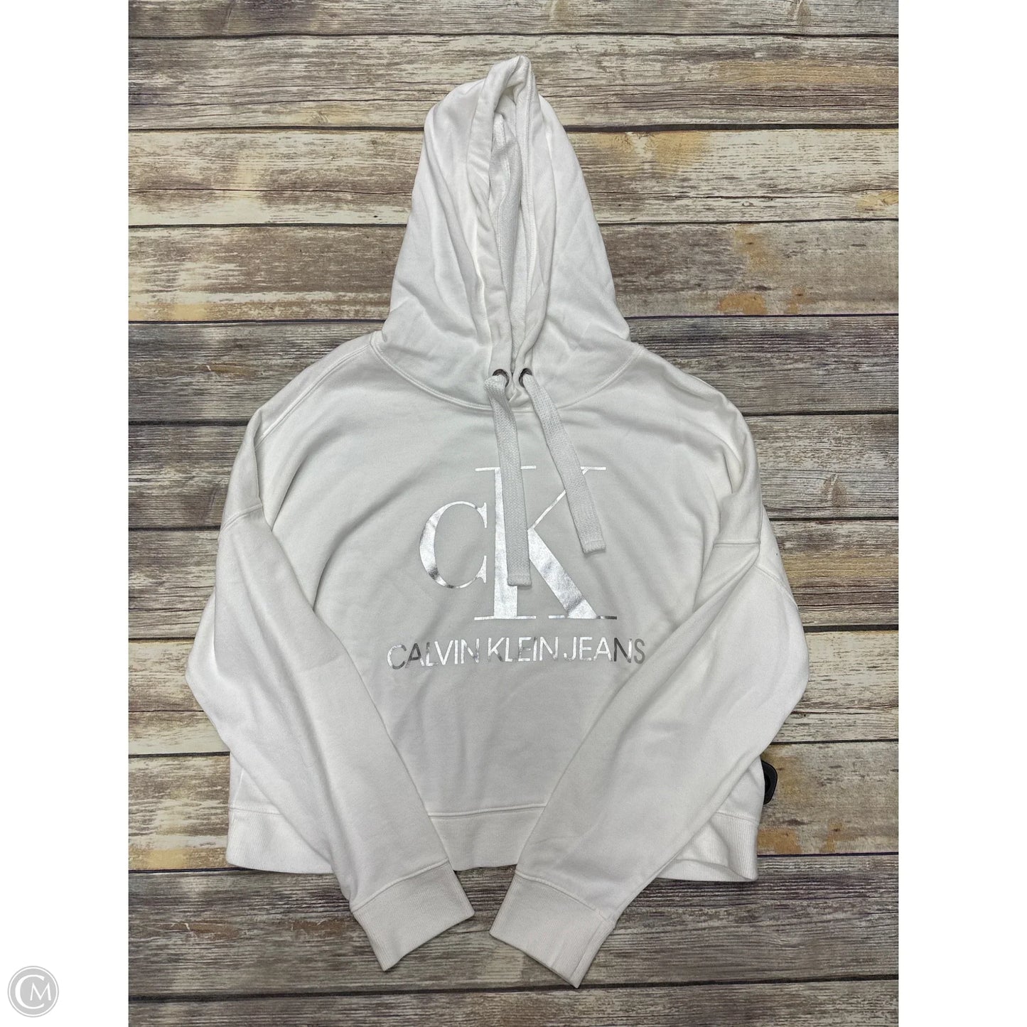 Sweatshirt Hoodie By Calvin Klein In White, Size: M
