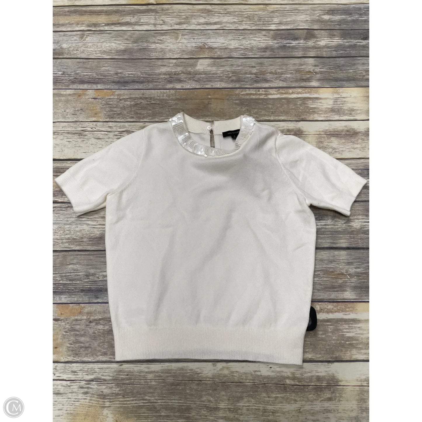 Sweater Short Sleeve By Ann Taylor In White, Size: M