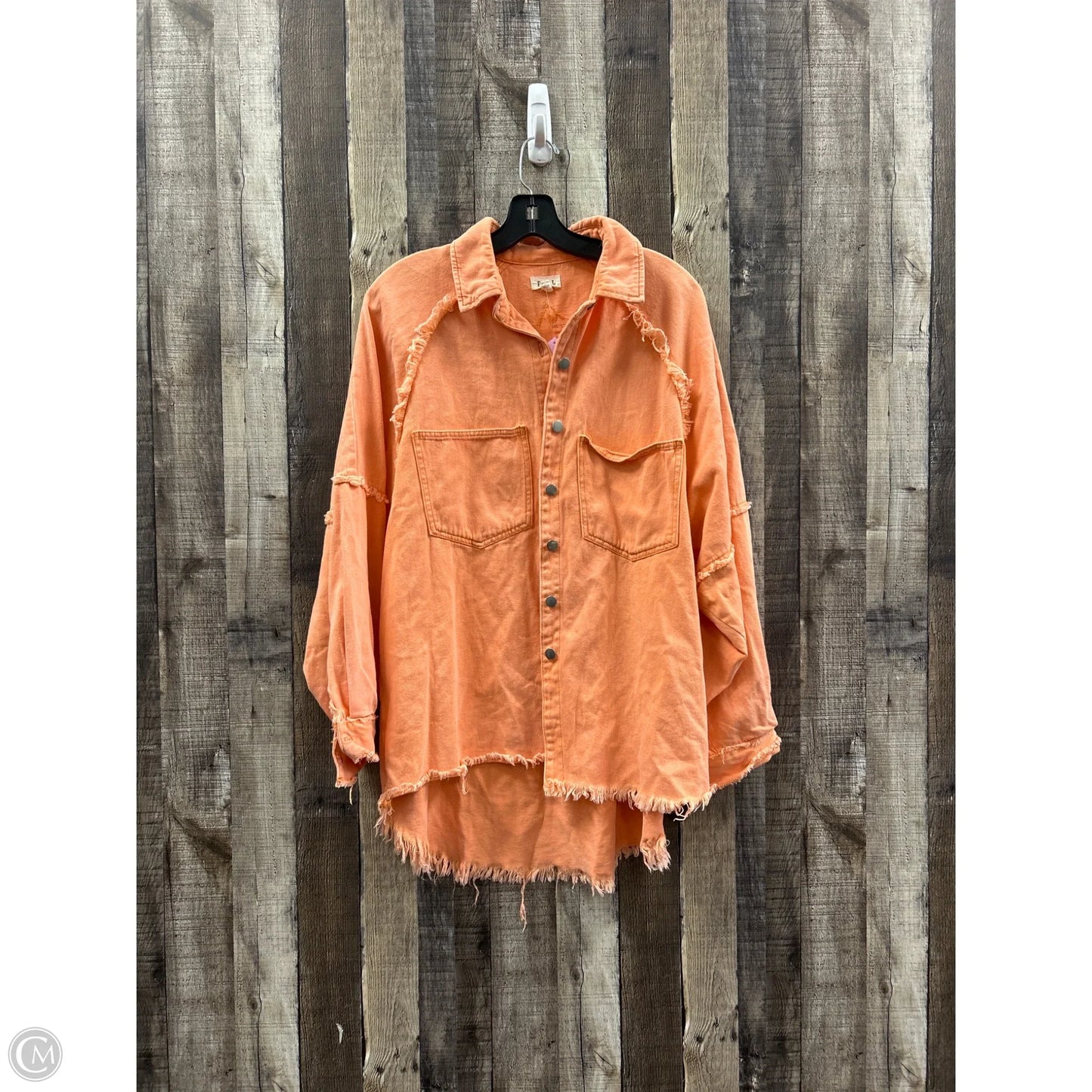 Jacket Shirt By Pol In Orange, Size: L