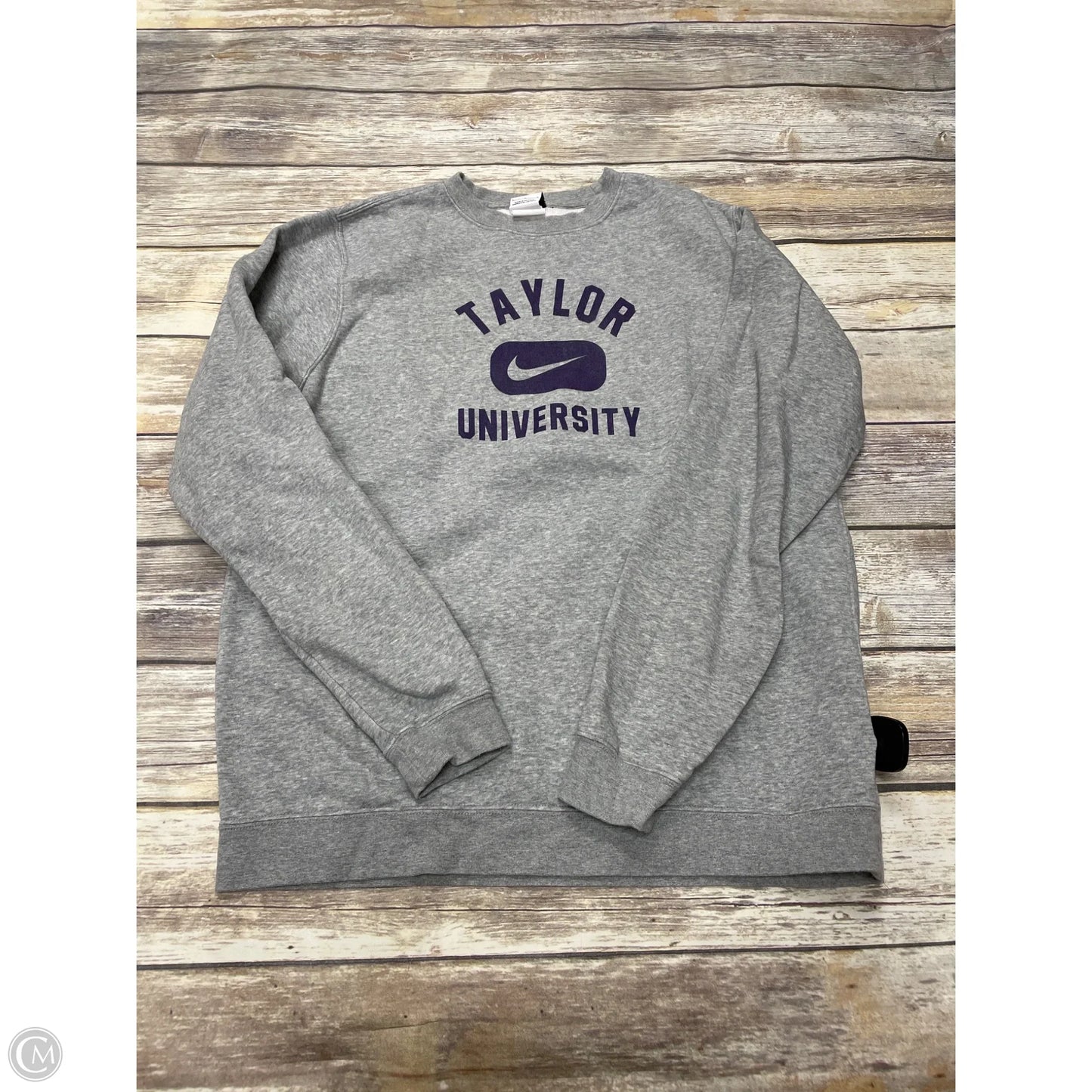 Athletic Sweatshirt Crewneck By Nike In Grey, Size: L