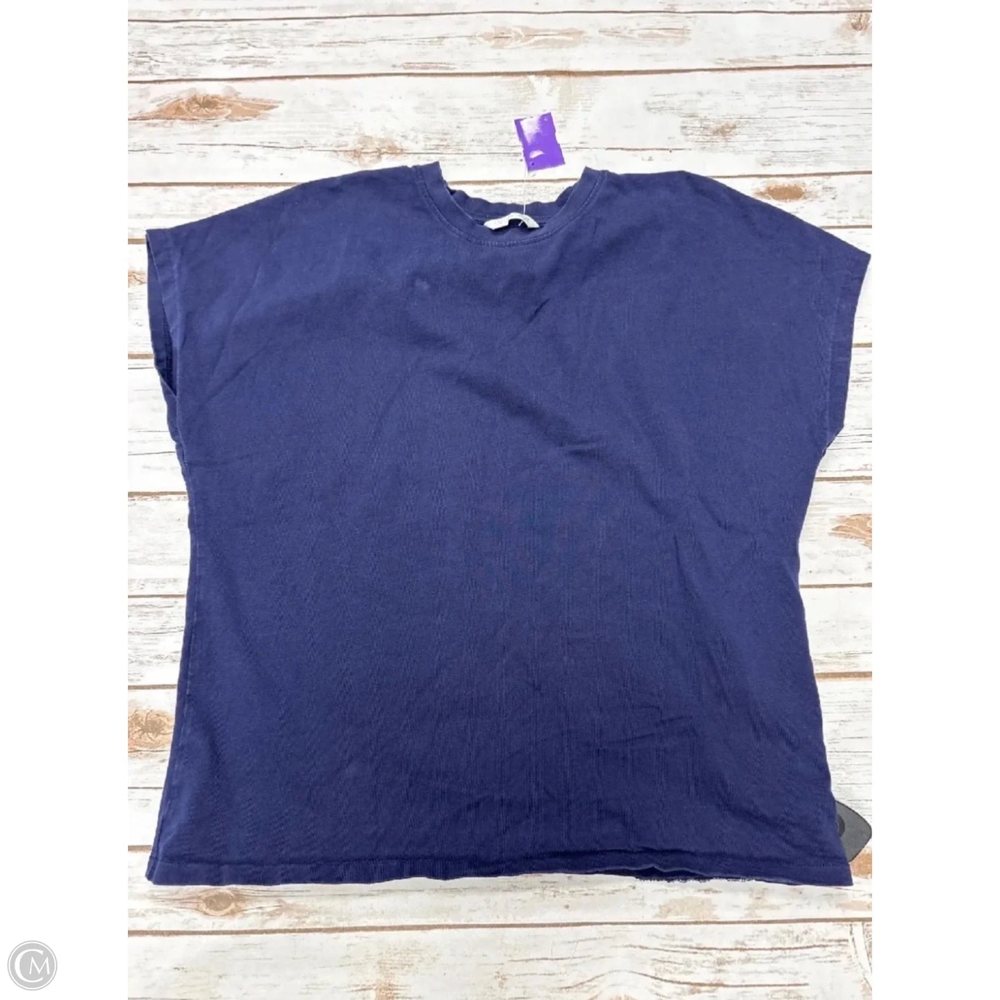 Top Short Sleeve By Zara In Navy, Size: M