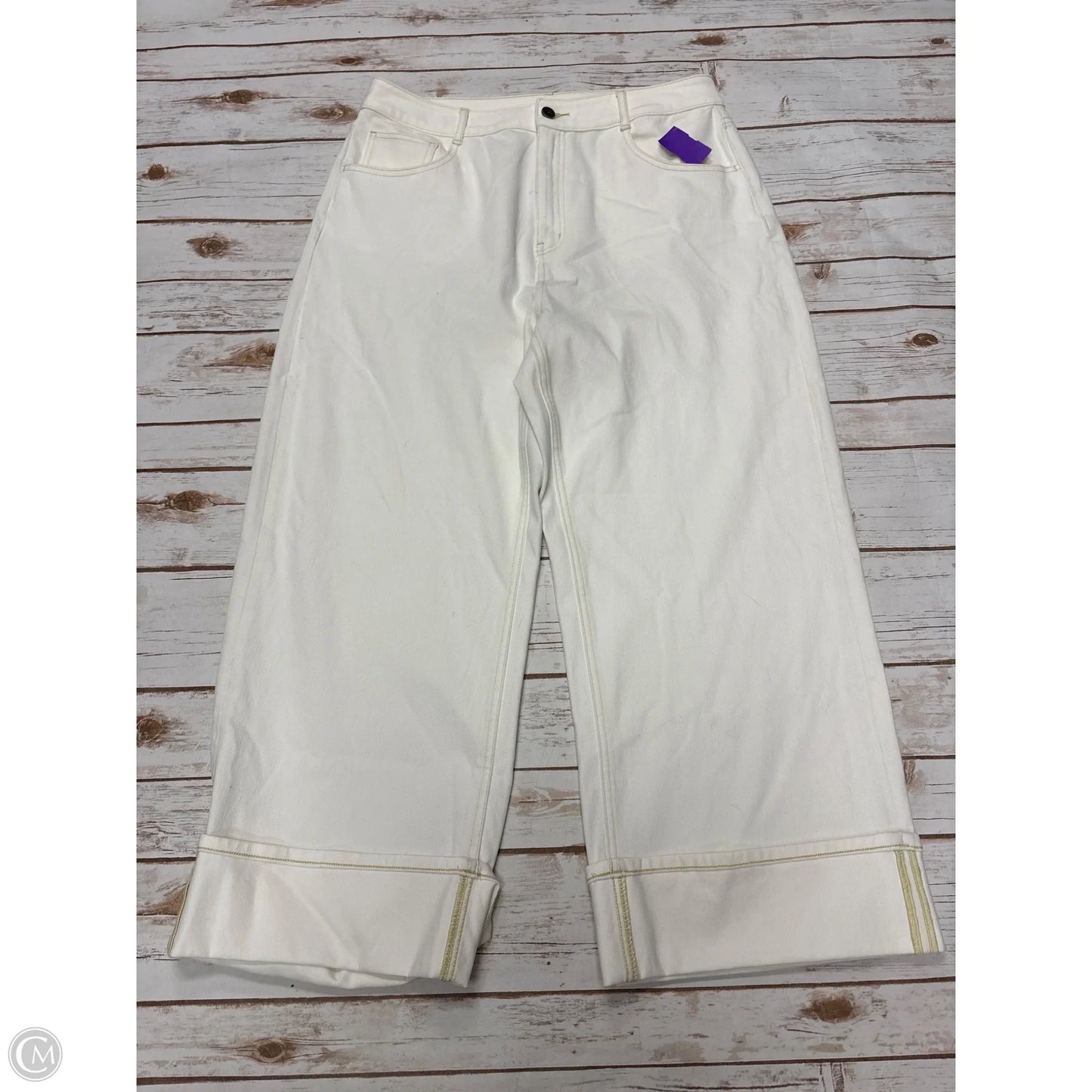 Jeans Wide Leg By Halara In Cream Denim, Size: Xl