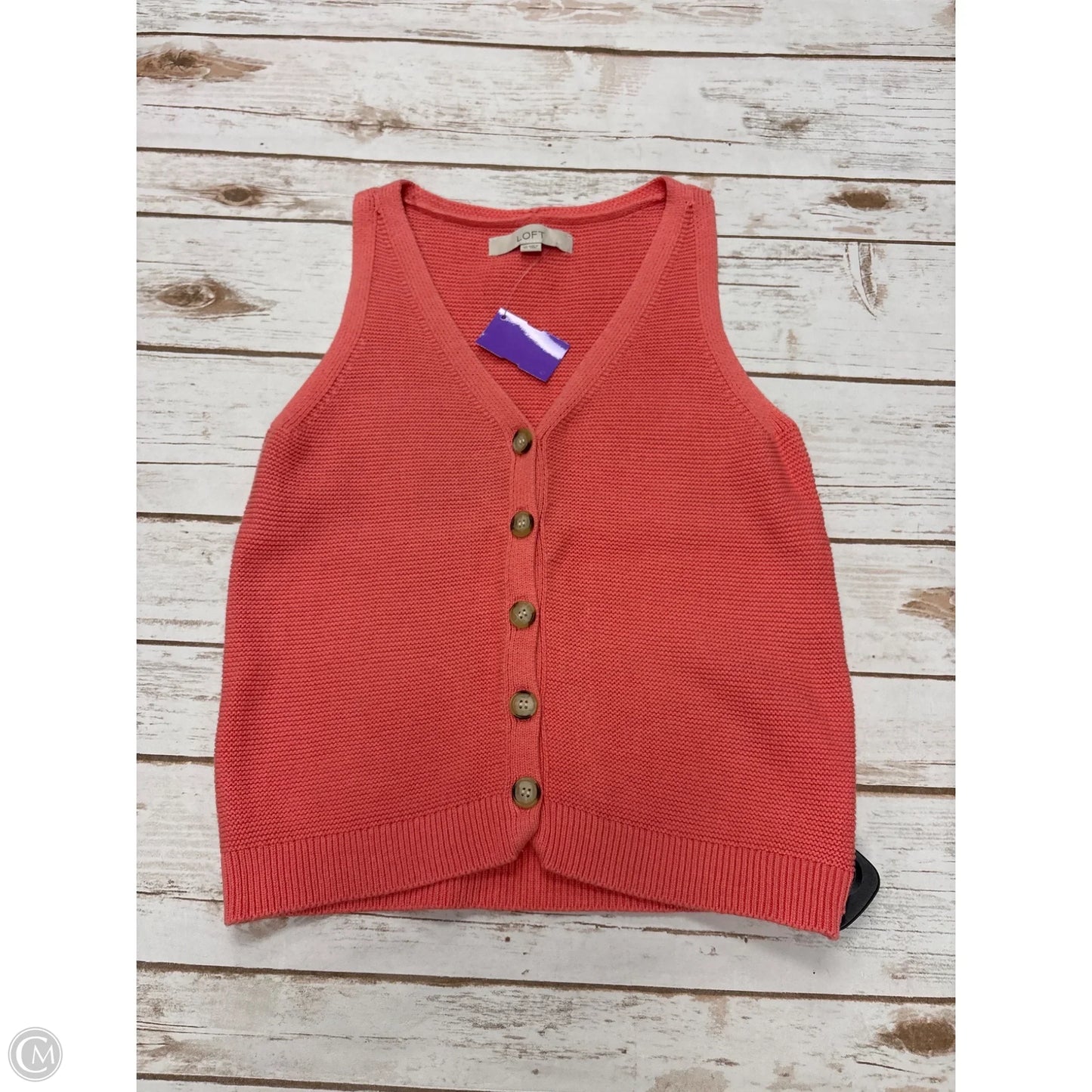 Vest Sweater By Loft In Coral, Size: Xs