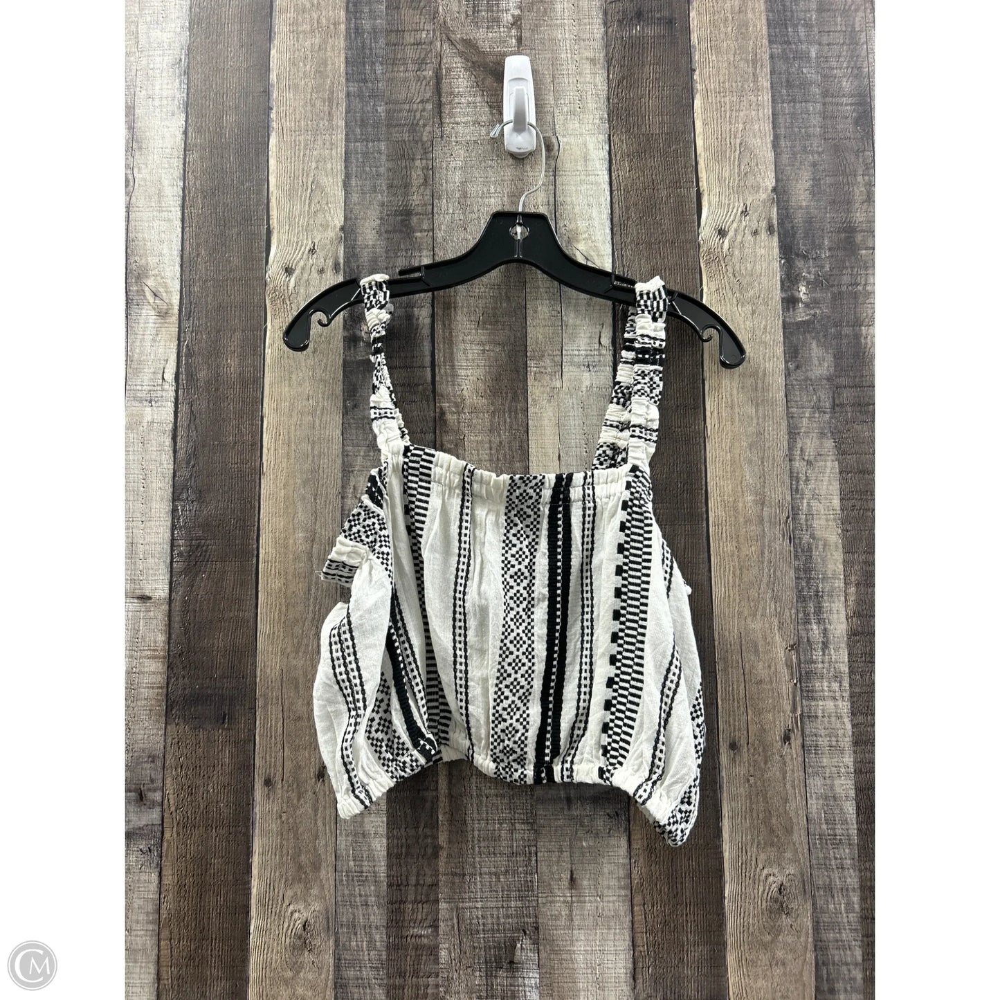 Top Sleeveless By Elan In Black & Cream, Size: L