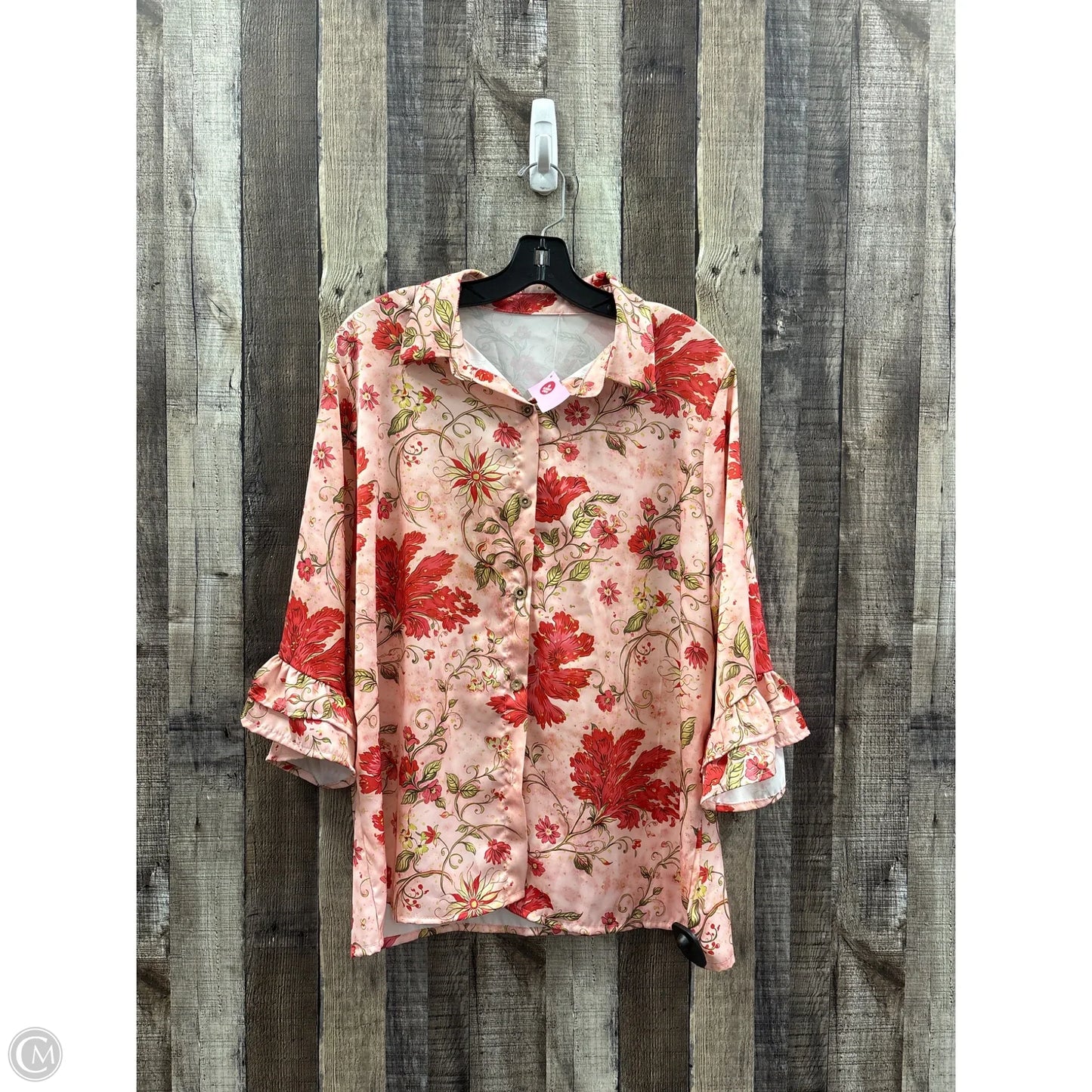 Top 3/4 Sleeve By Cmf In Floral Print, Size: Xl