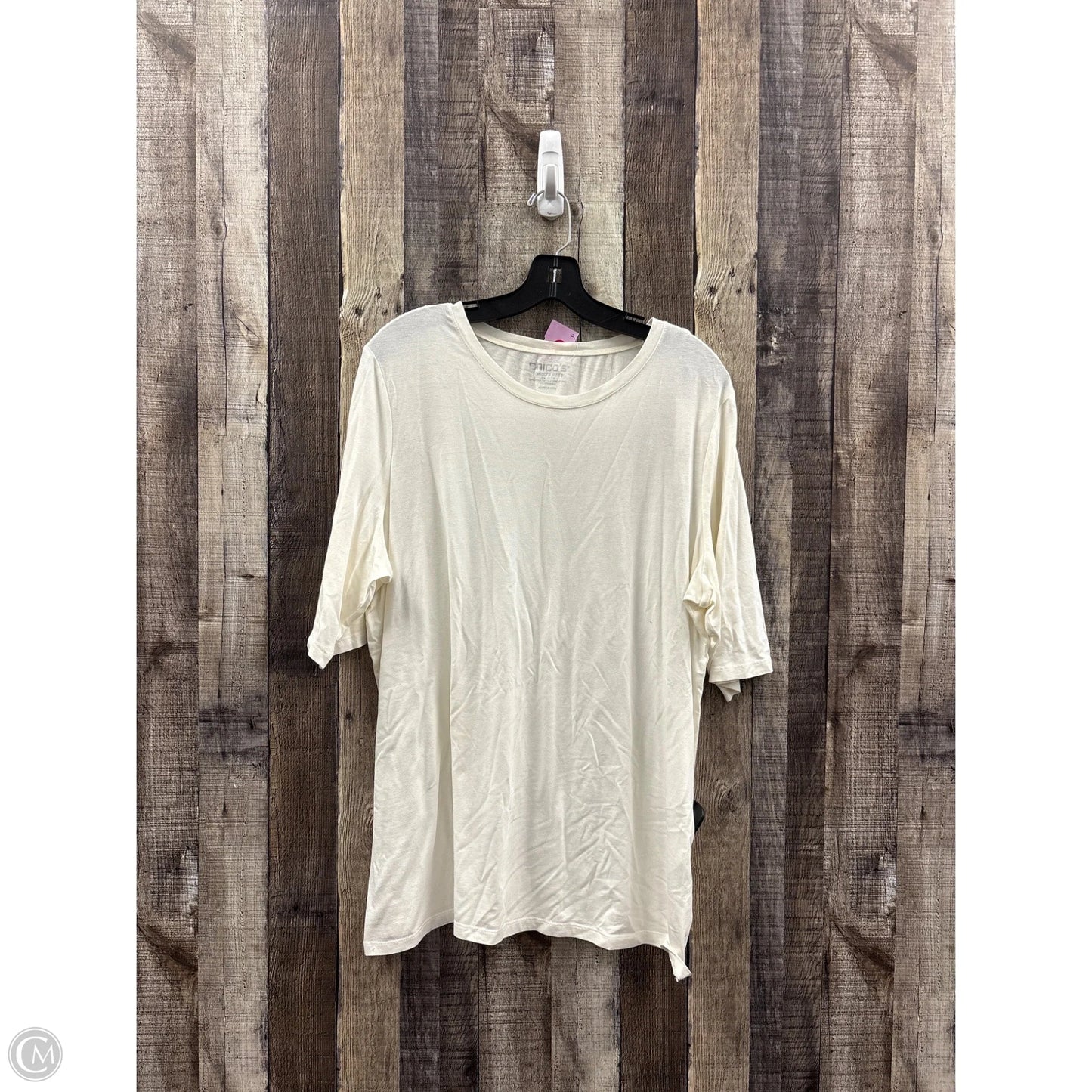 Top Short Sleeve By Chicos In Cream, Size: Xl