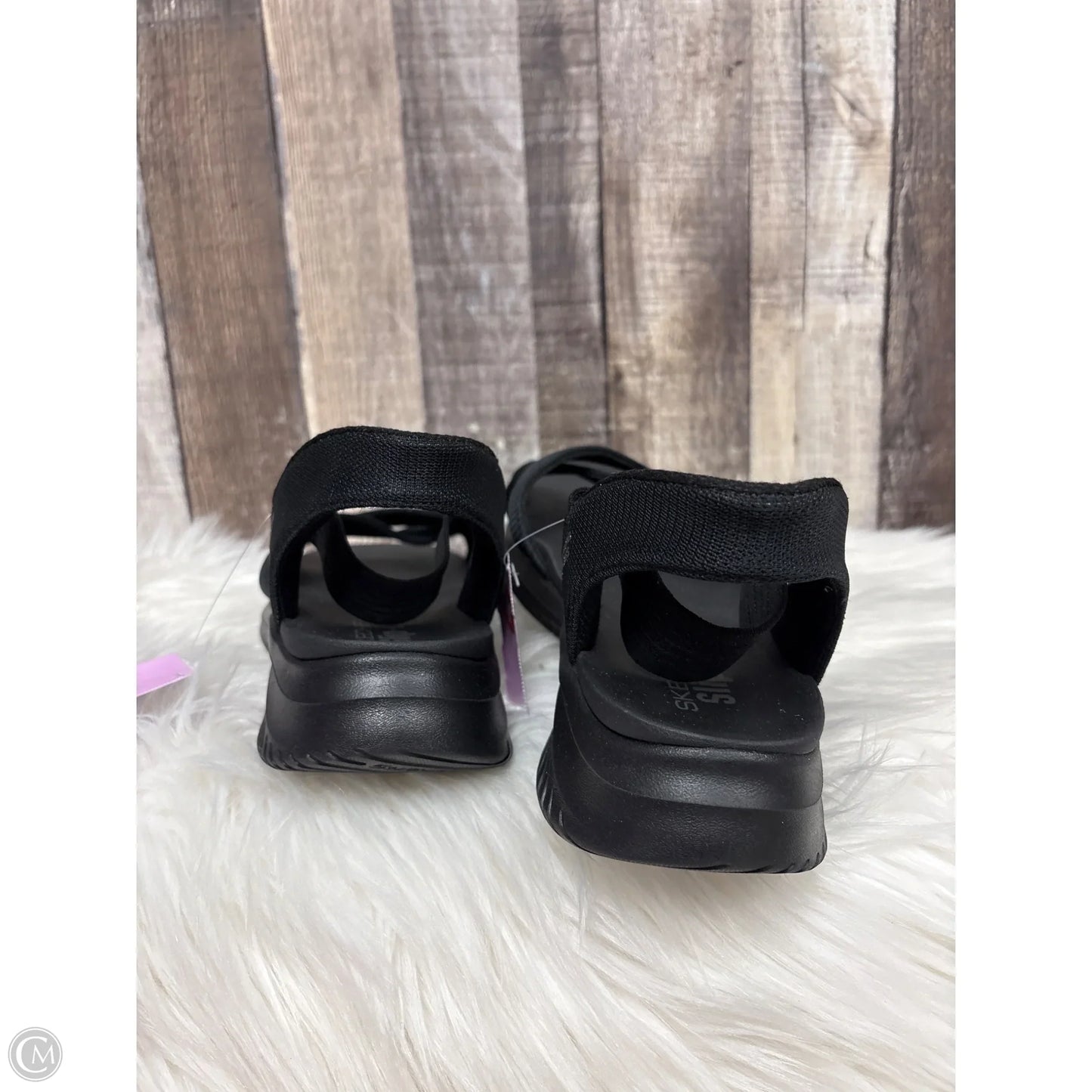 Sandals Heels Wedge By Skechers In Black, Size: 8